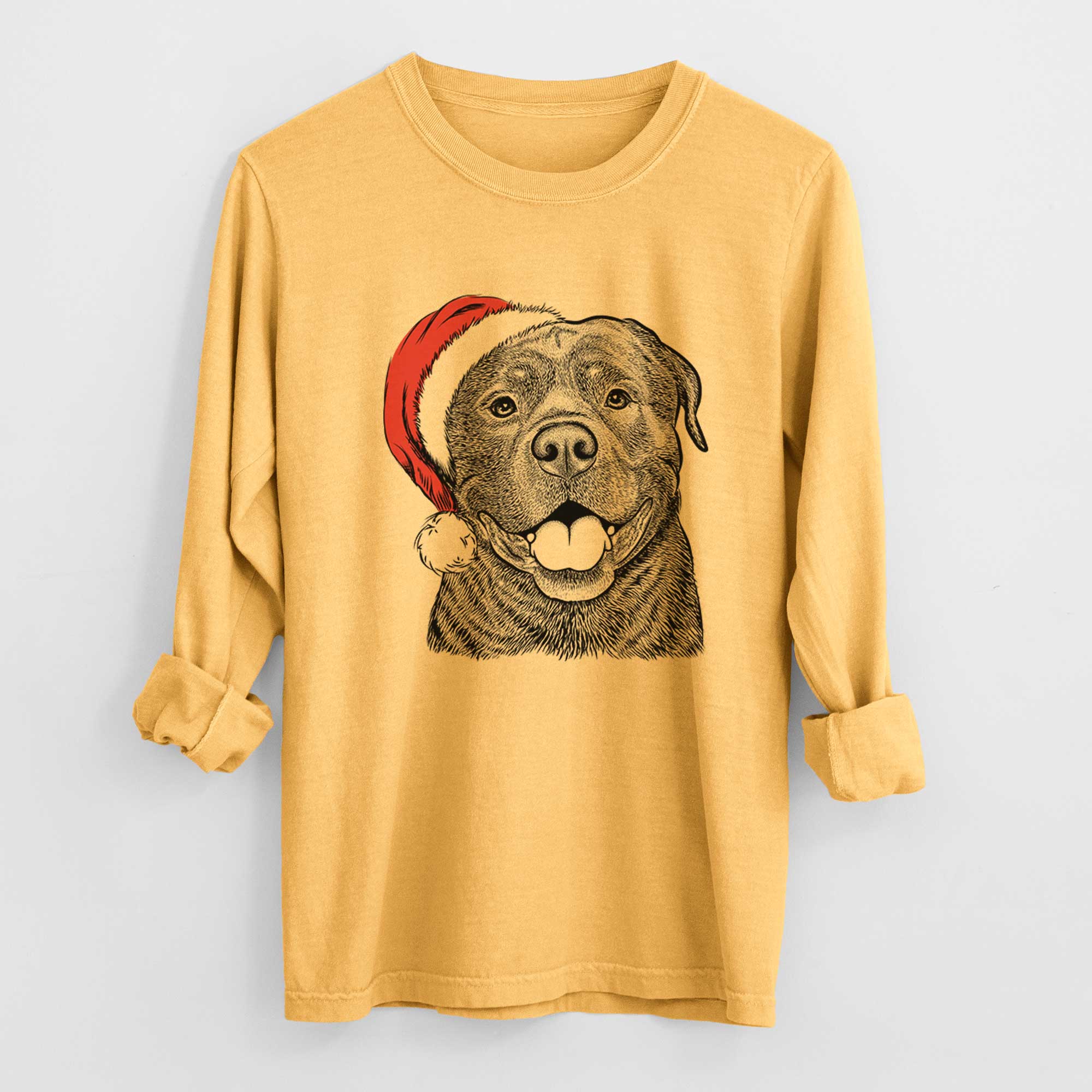 Santa Kojak the Rottweiler - Men's Heavyweight 100% Cotton Long Sleeve - Image 3
