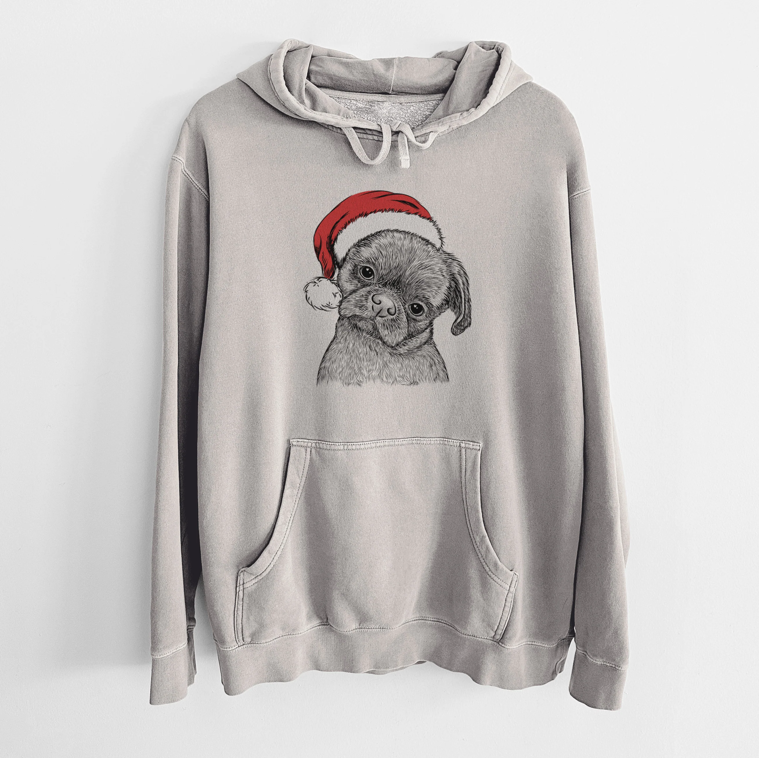 Santa Hat Koko the Shih Tzu - Unisex Pigment Dyed Hoodie - Image 5