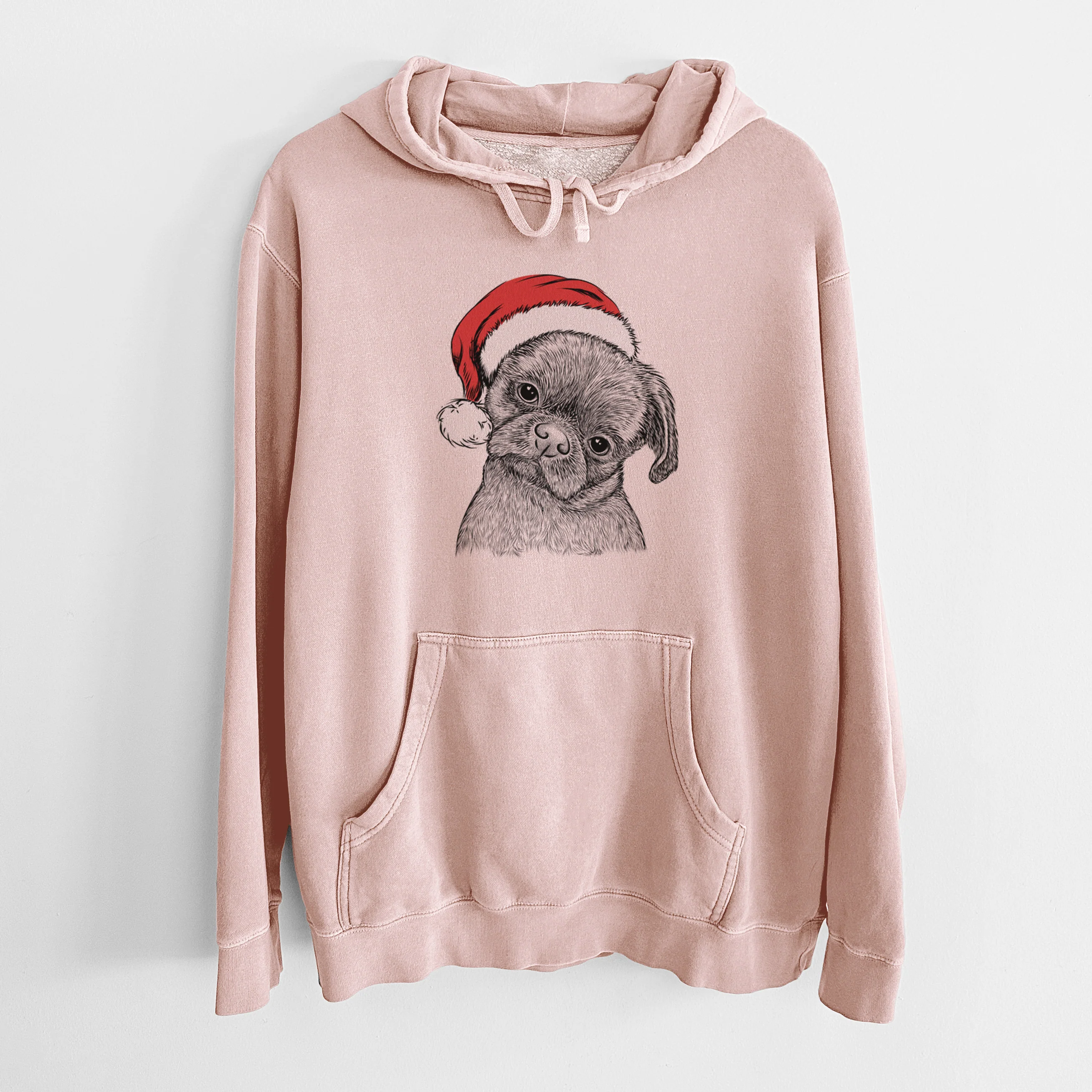 Santa Hat Koko the Shih Tzu - Unisex Pigment Dyed Hoodie - Image 6