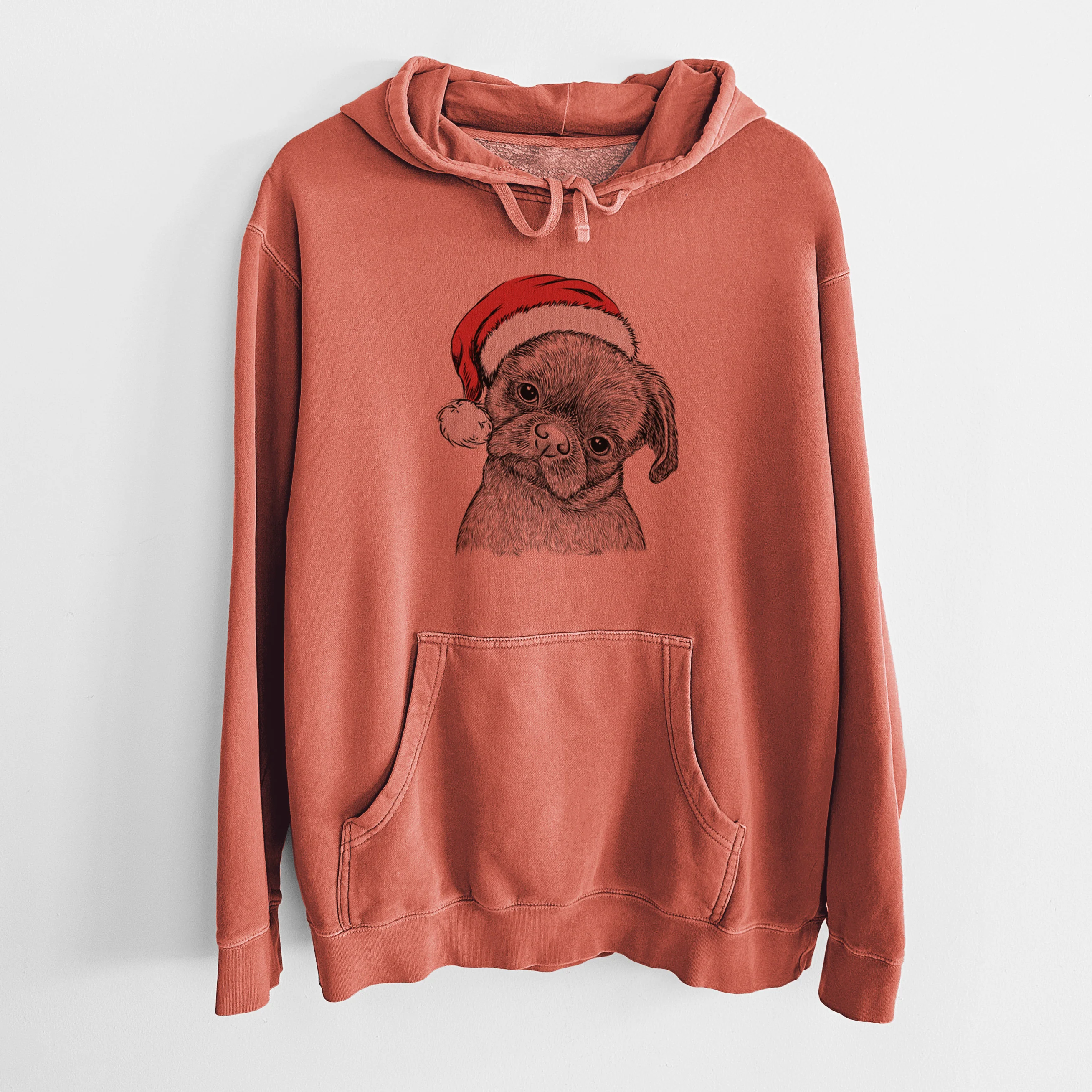 Santa Hat Koko the Shih Tzu - Unisex Pigment Dyed Hoodie - Image 9