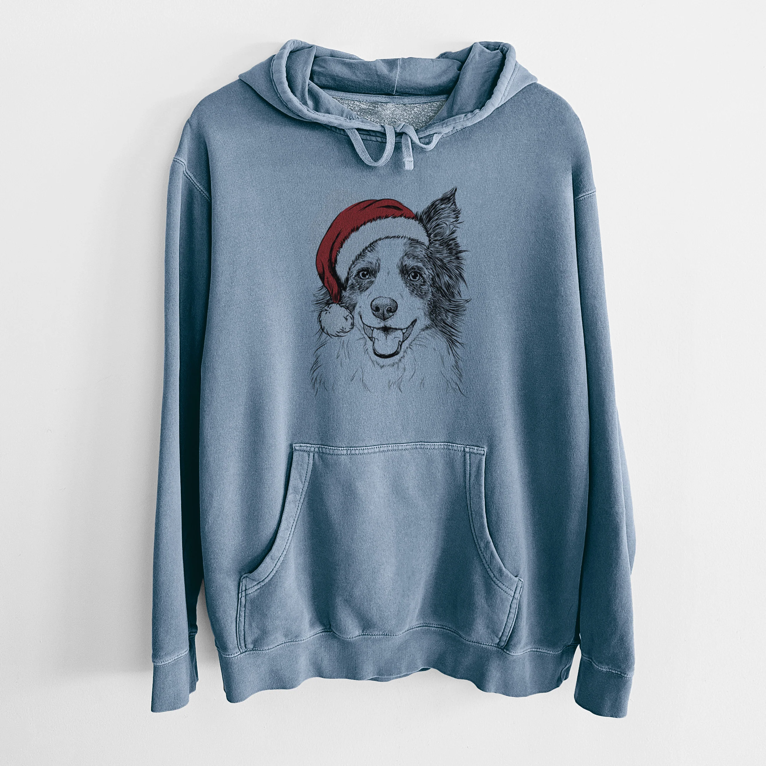 Santa Hat Kylee the Border Collie - Unisex Pigment Dyed Hoodie - Image 7