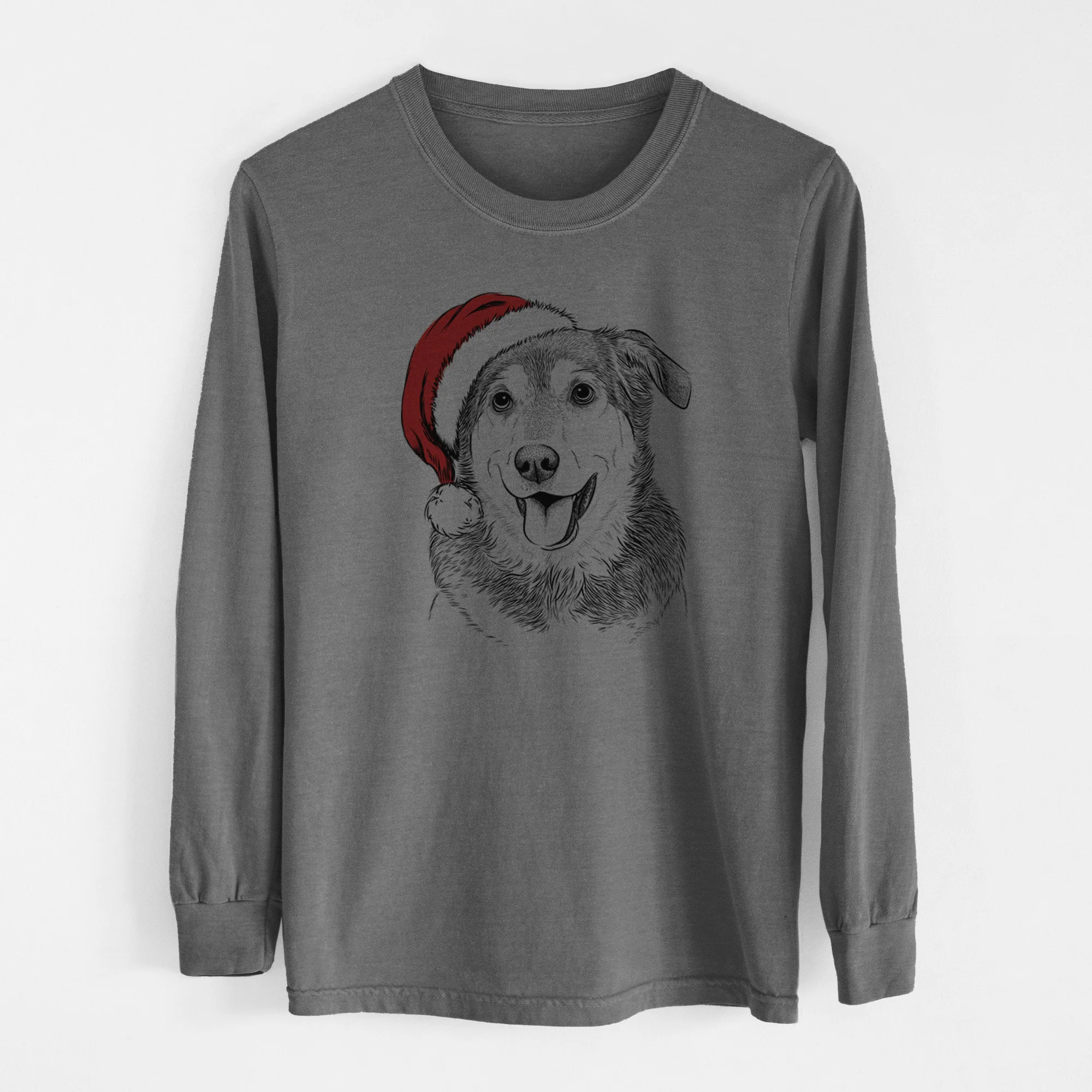 Santa Lance the Lab/Shepherd Mix - Men's Heavyweight 100% Cotton Long Sleeve - Image 14