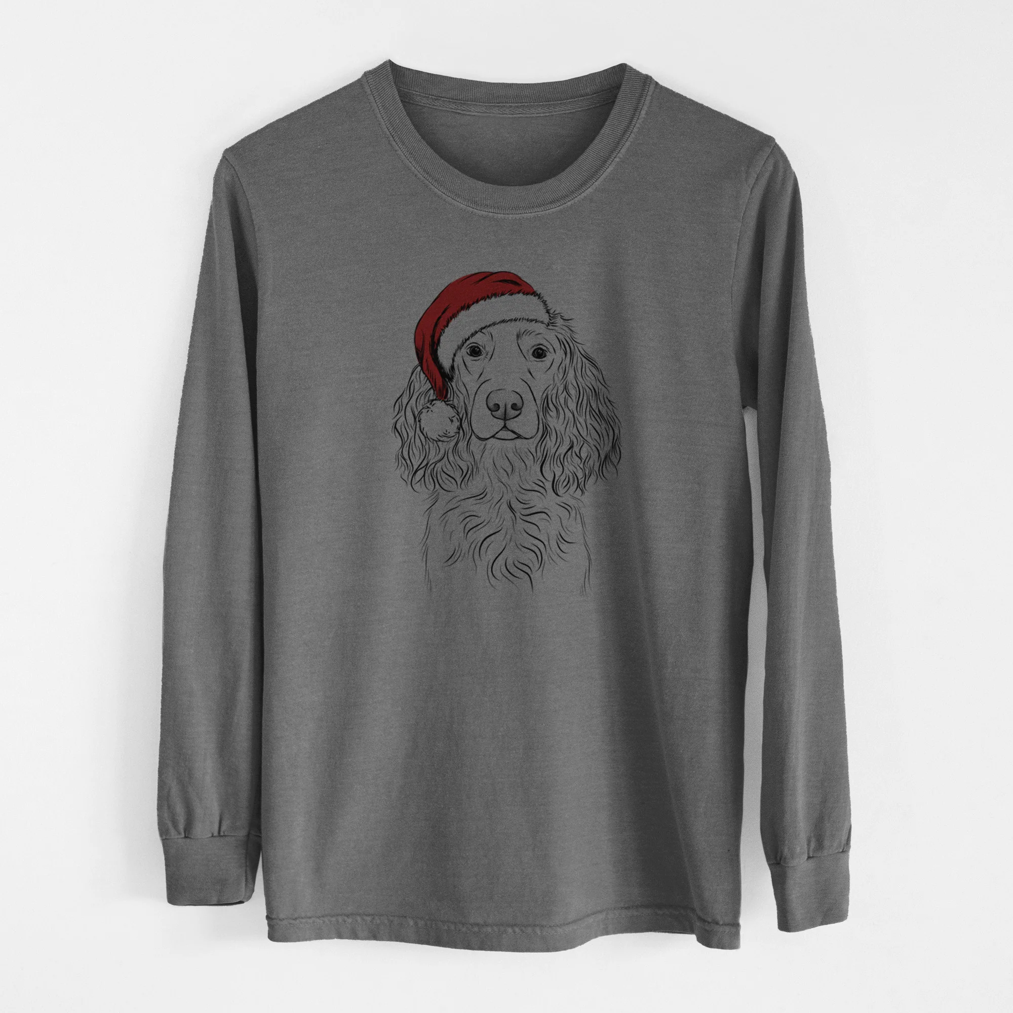 Santa Landry the Boykin Spaniel - Men's Heavyweight 100% Cotton Long Sleeve - Image 14