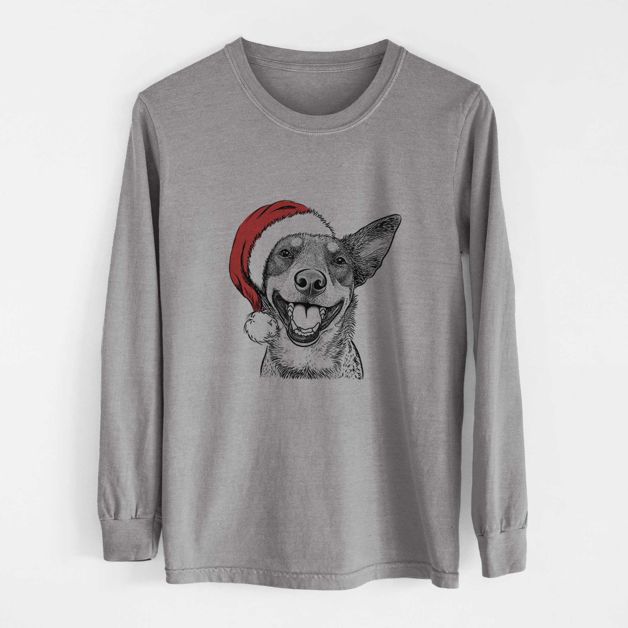 Santa Lily the Australian Cattle Dog - Men's Heavyweight 100% Cotton Long Sleeve - Image 7