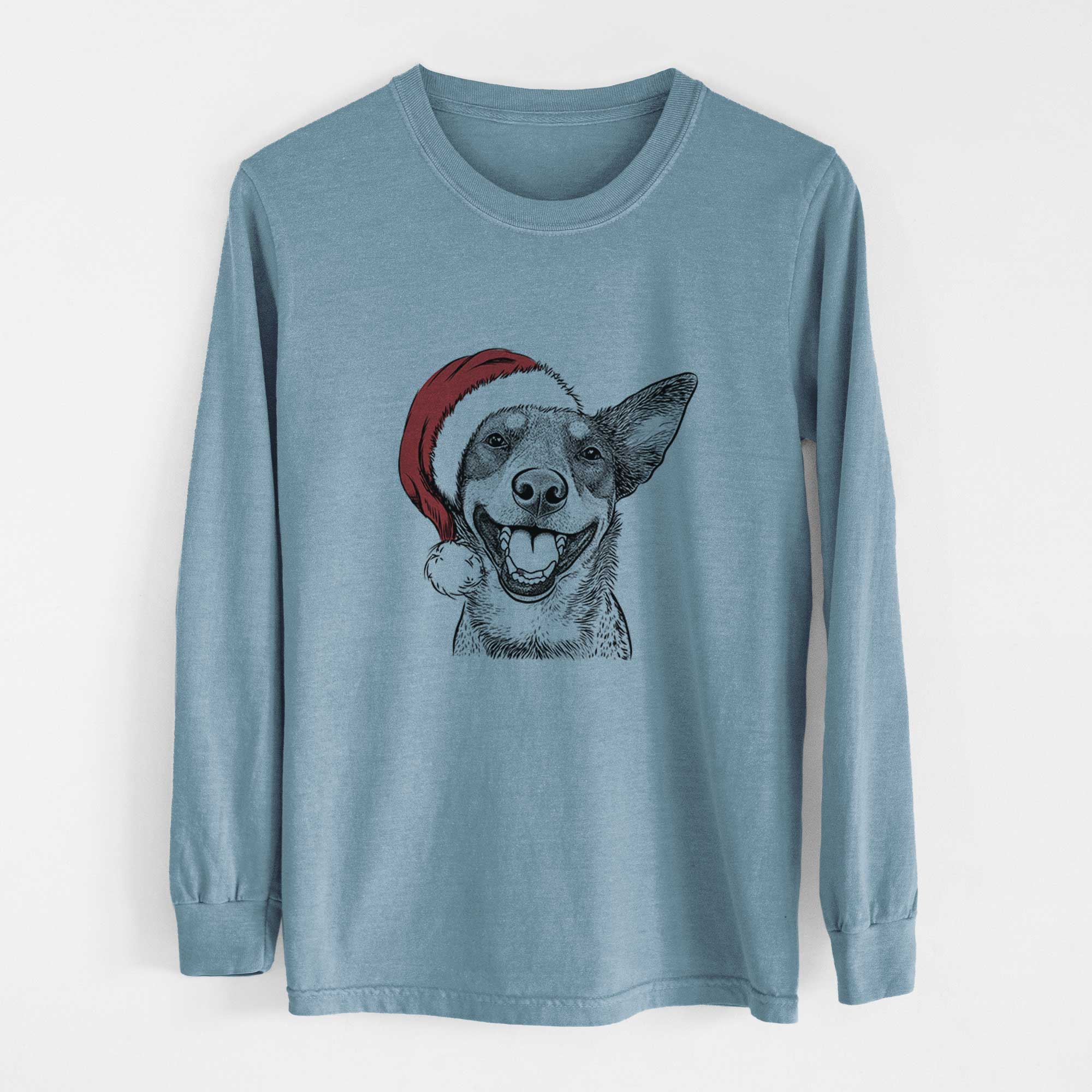 Santa Lily the Australian Cattle Dog - Men's Heavyweight 100% Cotton Long Sleeve - Image 8