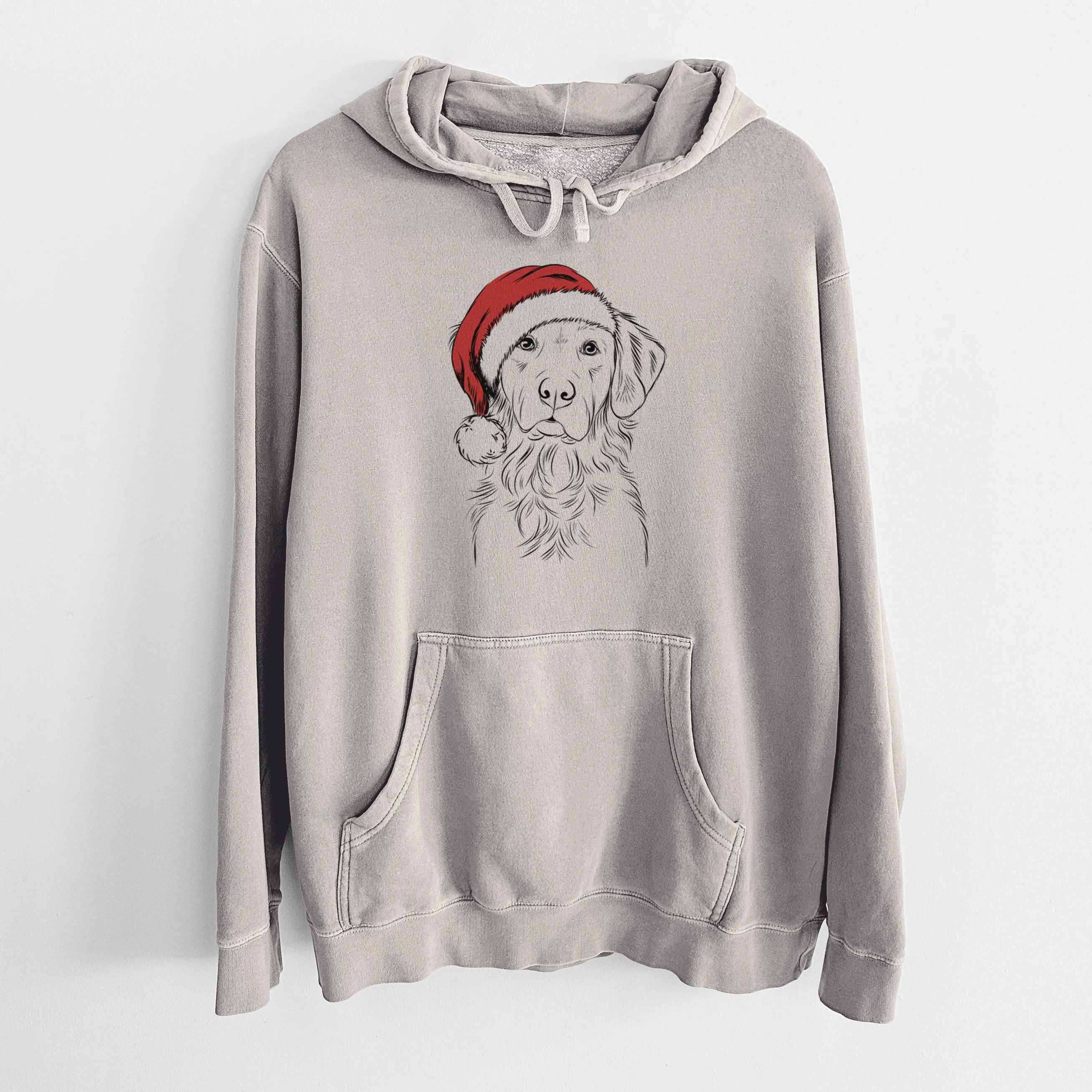 Santa Hat Linden the Golden Retriever - Unisex Pigment Dyed Hoodie - Image 5