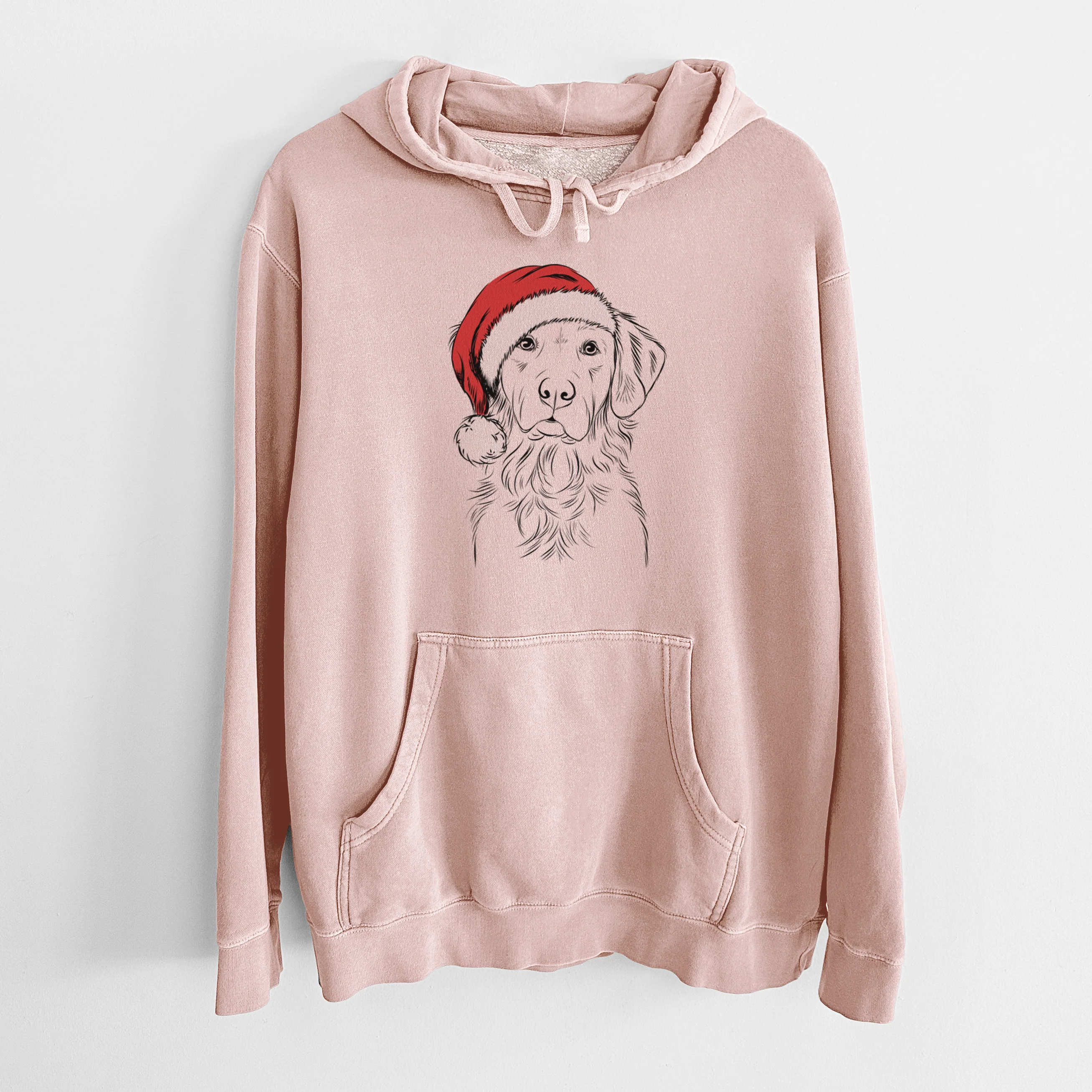 Santa Hat Linden the Golden Retriever - Unisex Pigment Dyed Hoodie - Image 6