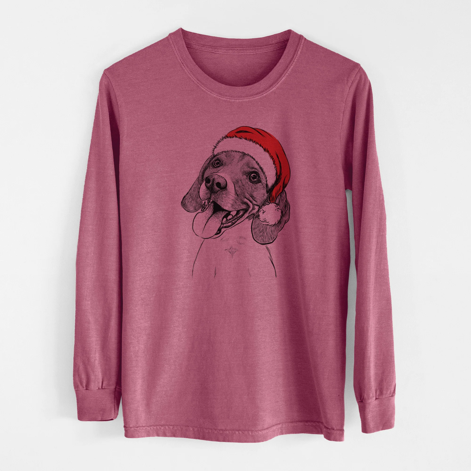 Santa Little Bandit the Beagle - Men's Heavyweight 100% Cotton Long Sleeve