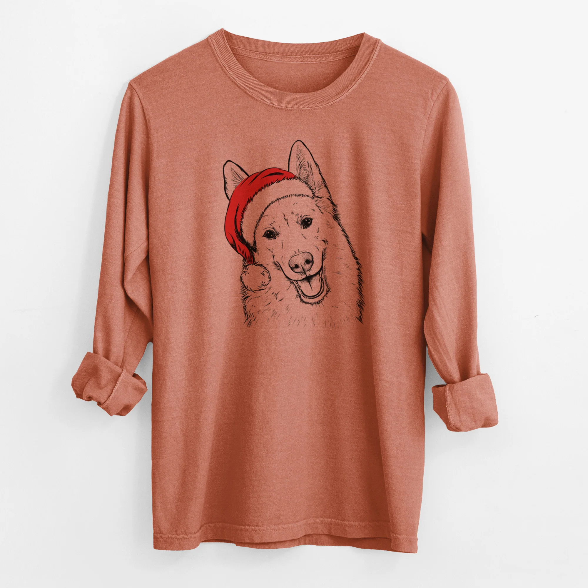 Santa Loki the Husky Shepherd Mix - Men's Heavyweight 100% Cotton Long Sleeve - Image 13