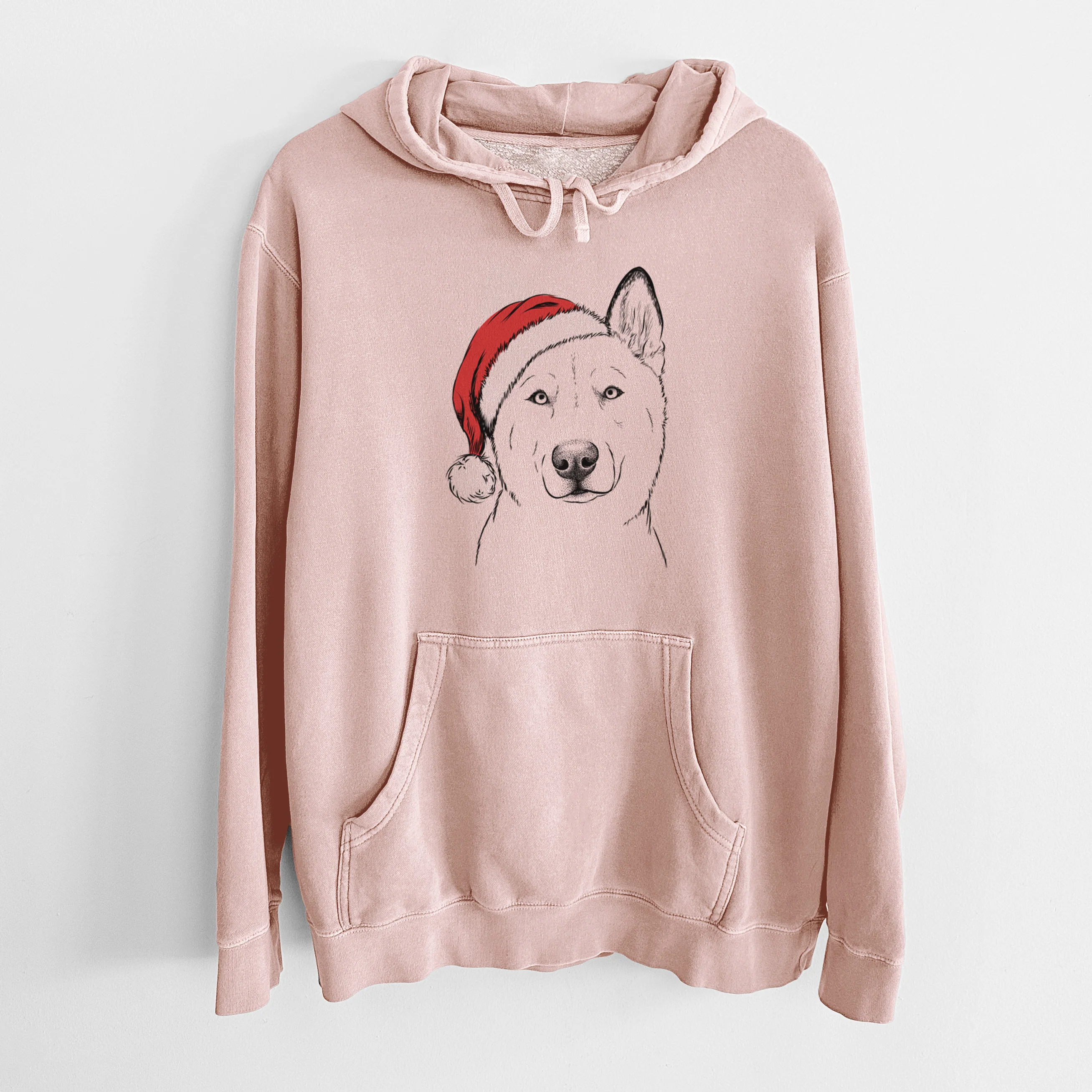 Santa Hat London the Siberian Husky - Unisex Pigment Dyed Hoodie - Image 6