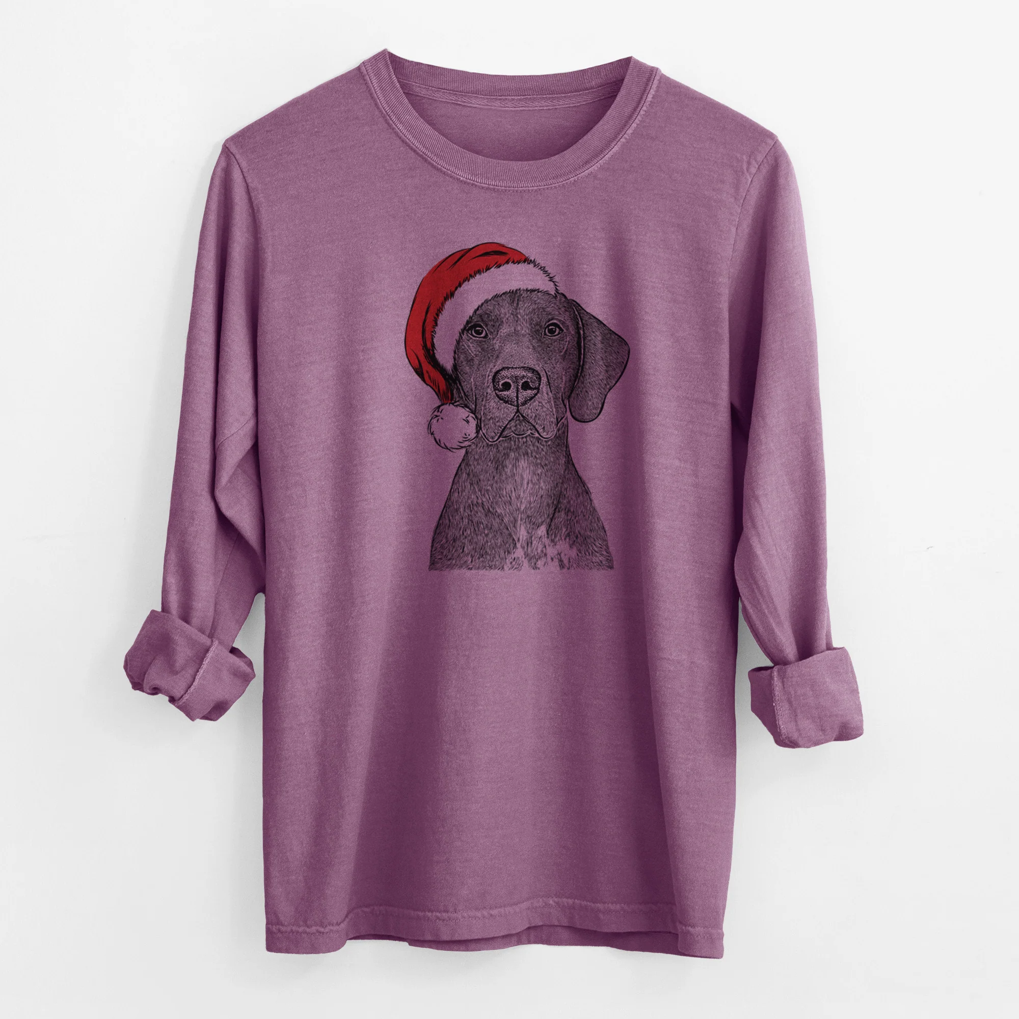Santa Lucifer the German Shorthaired Pointer - Men's Heavyweight 100% Cotton Long Sleeve - Image 10