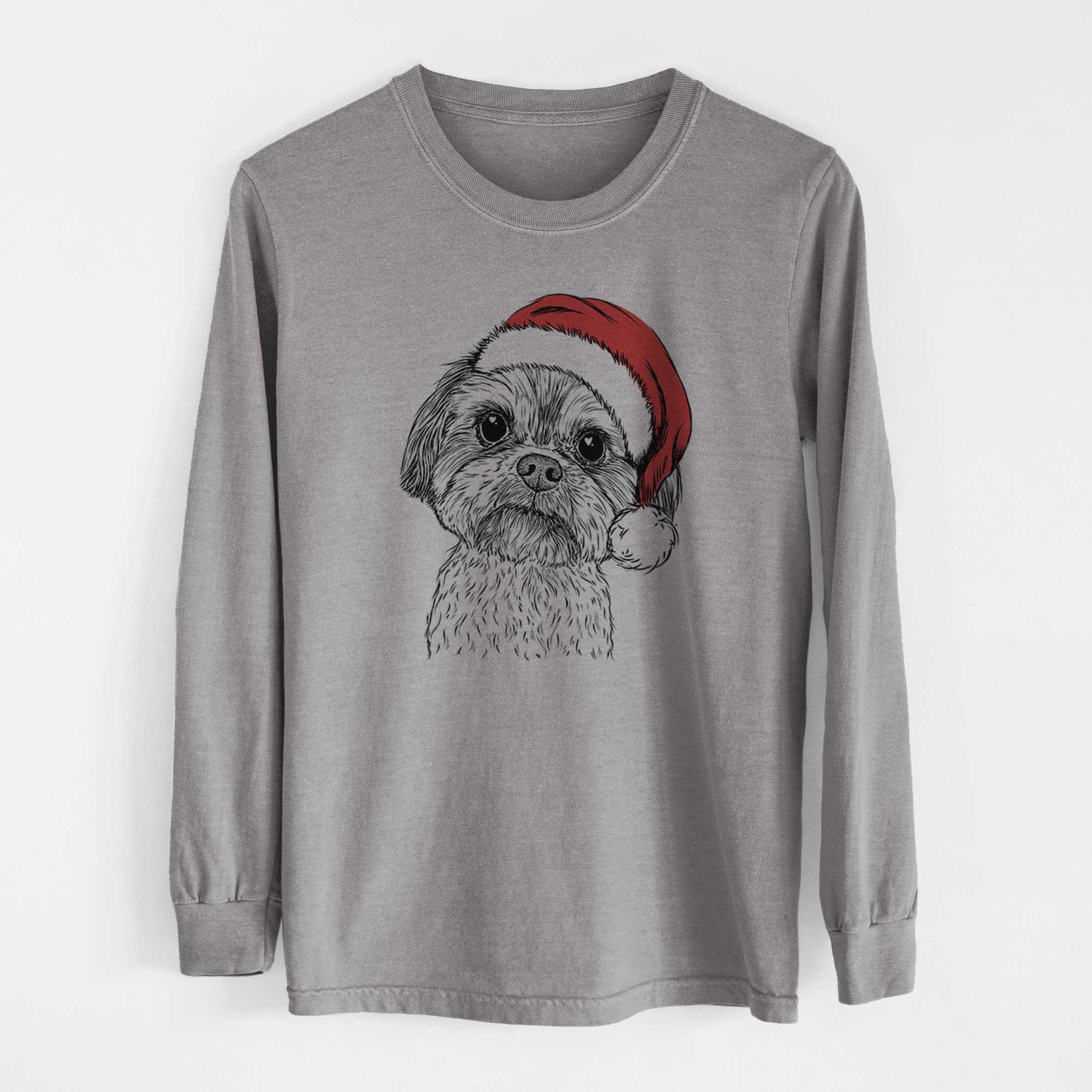 Santa Lucy the Shorkie - Men's Heavyweight 100% Cotton Long Sleeve - Image 7
