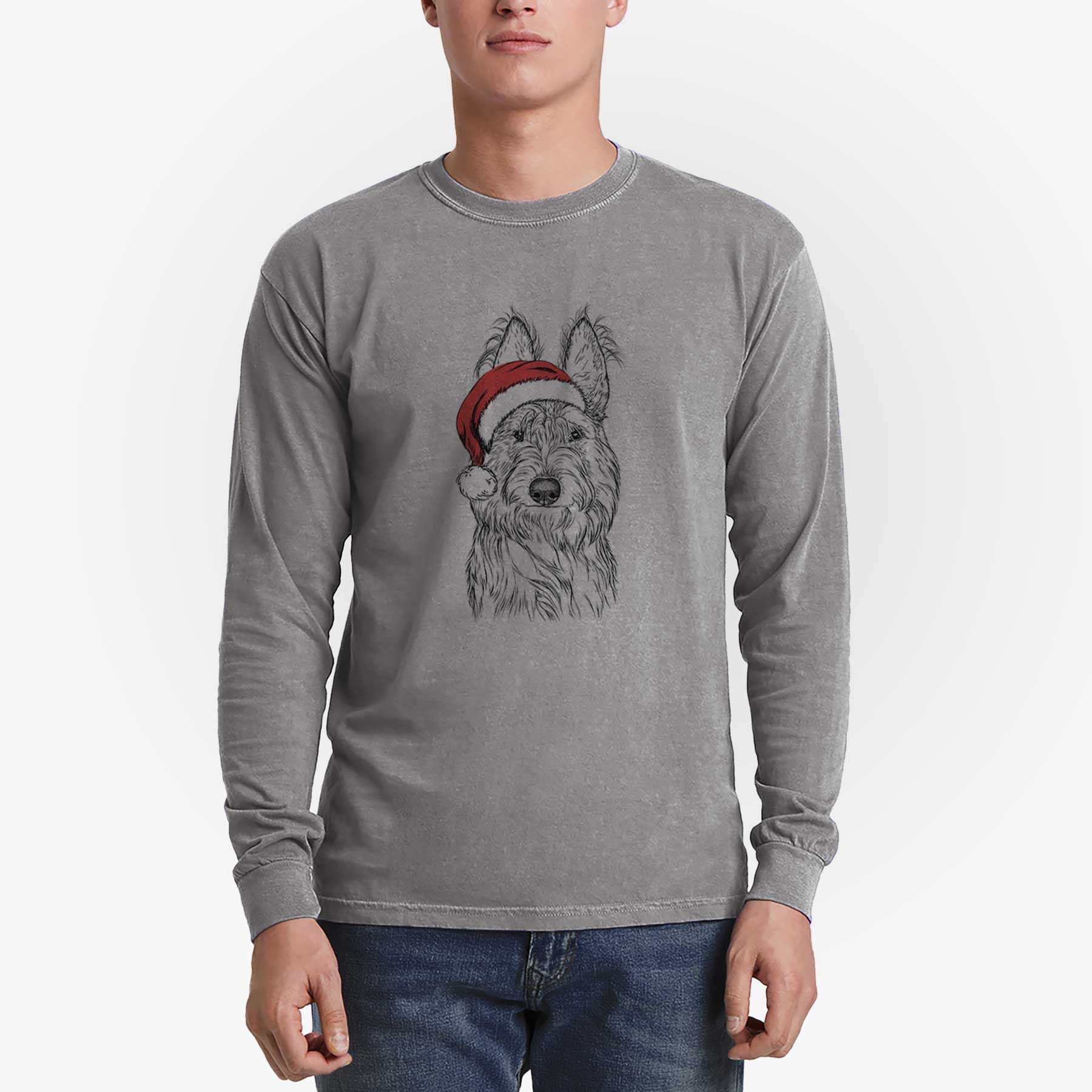 Santa Luna the Berger Picard - Men's Heavyweight 100% Cotton Long Sleeve - Image 5