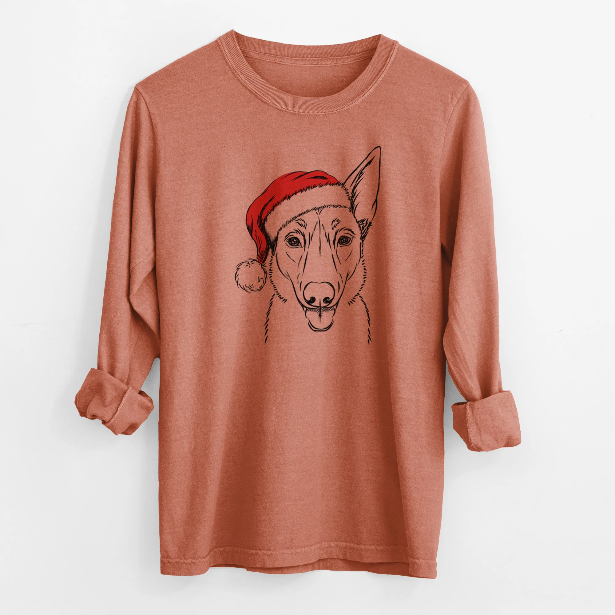 Santa Lyric the Belgian Malinois - Men's Heavyweight 100% Cotton Long Sleeve - Image 13