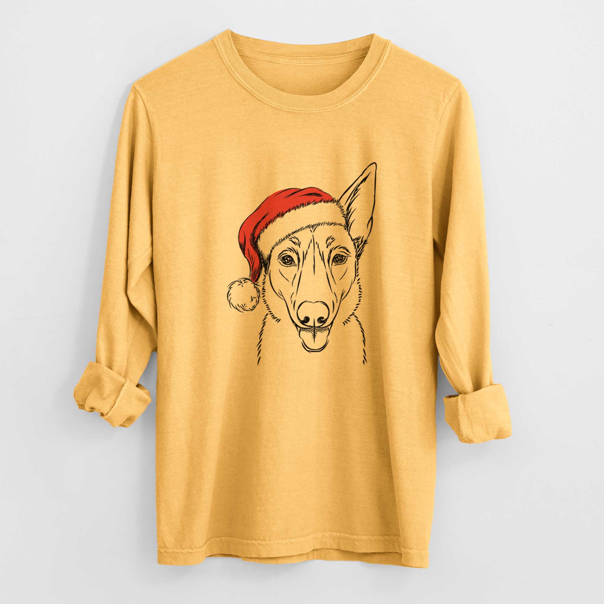 Santa Lyric the Belgian Malinois - Men's Heavyweight 100% Cotton Long Sleeve - Image 3