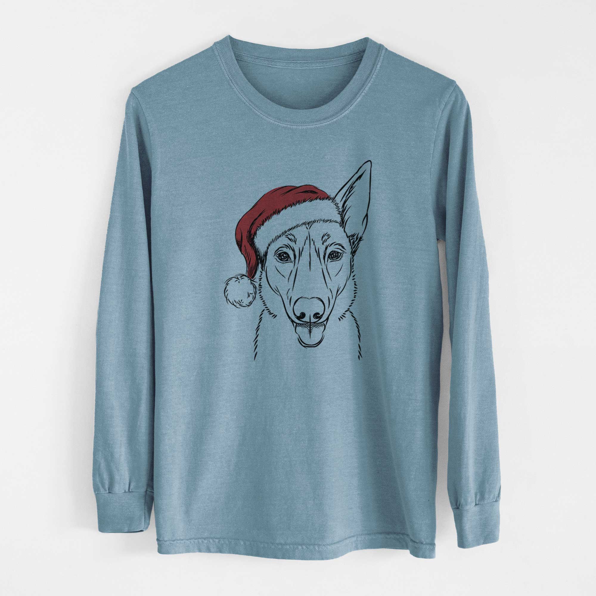 Santa Lyric the Belgian Malinois - Men's Heavyweight 100% Cotton Long Sleeve - Image 8