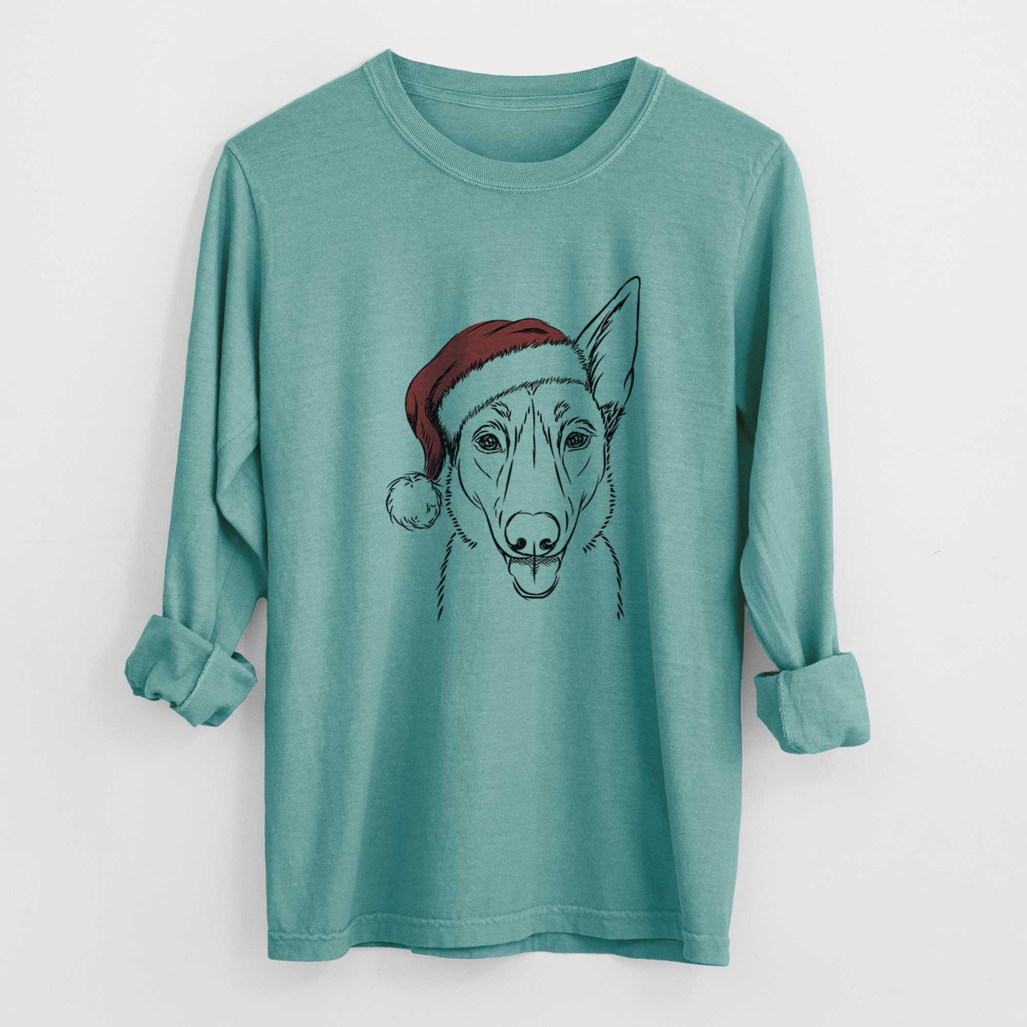 Santa Lyric the Belgian Malinois - Men's Heavyweight 100% Cotton Long Sleeve - Image 9
