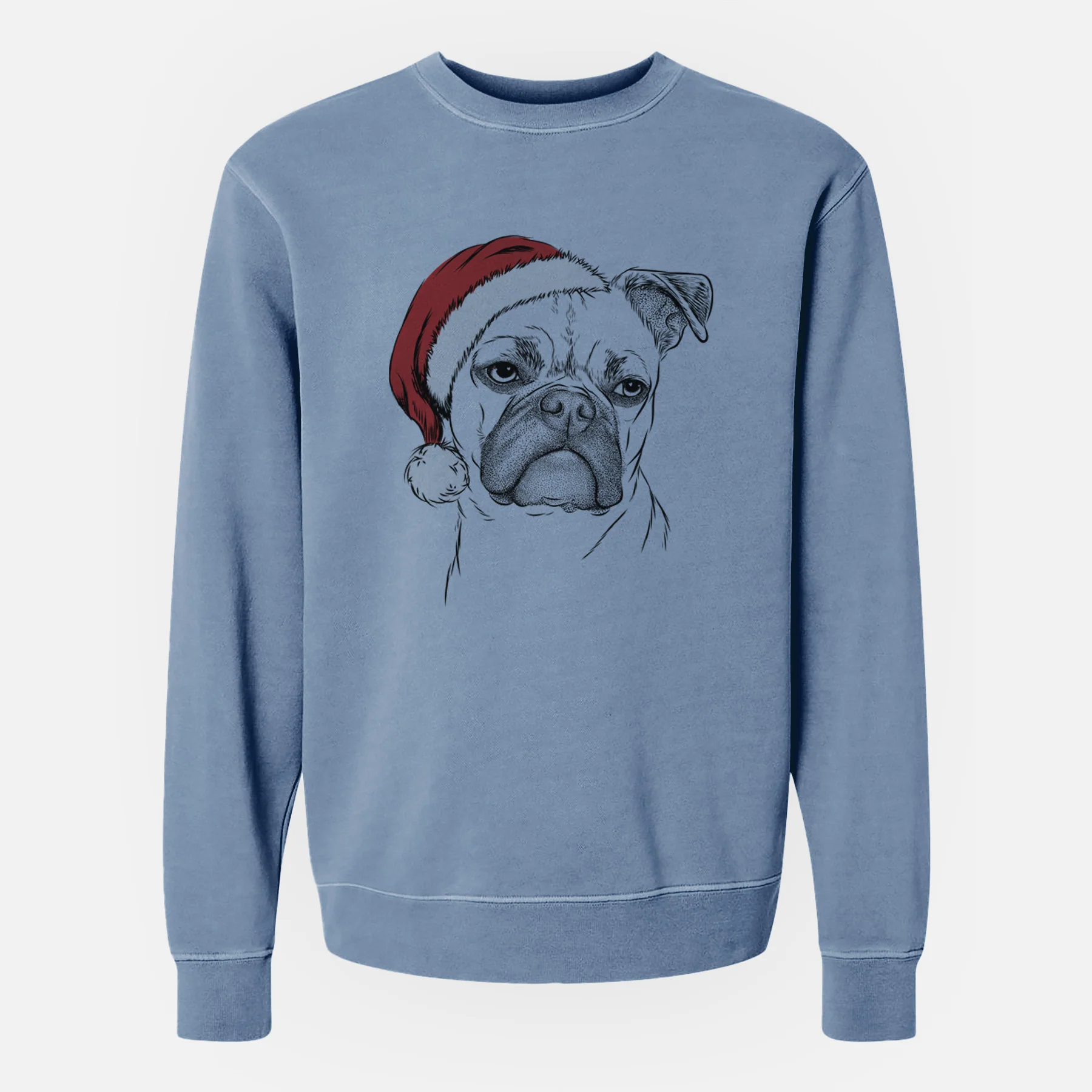 Santa Mack the Bugg (Boston Terrier/Pug) - Unisex Pigment Dyed Crew Sweatshirt - Image 6