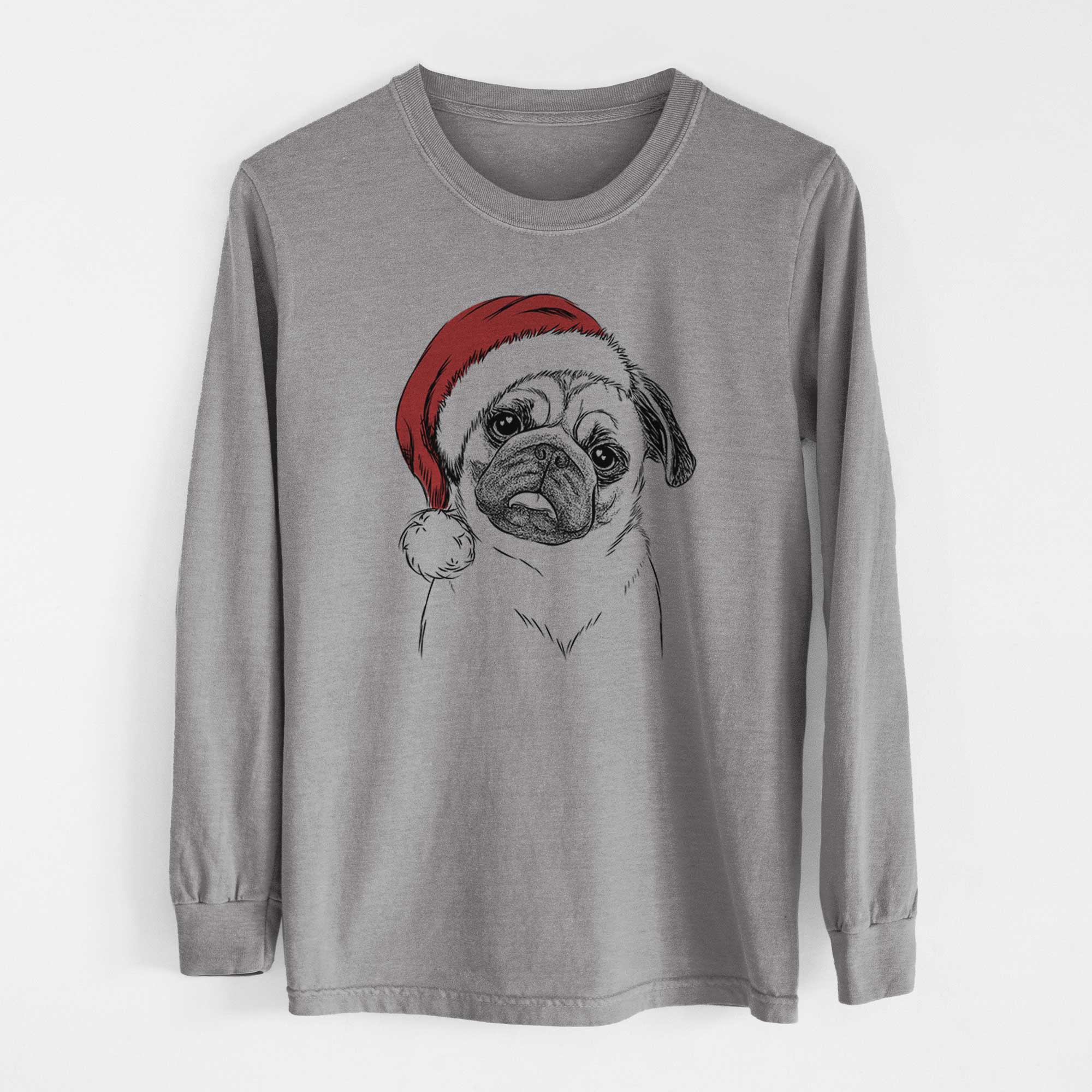 Santa Macy the Pug - Men's Heavyweight 100% Cotton Long Sleeve - Image 7