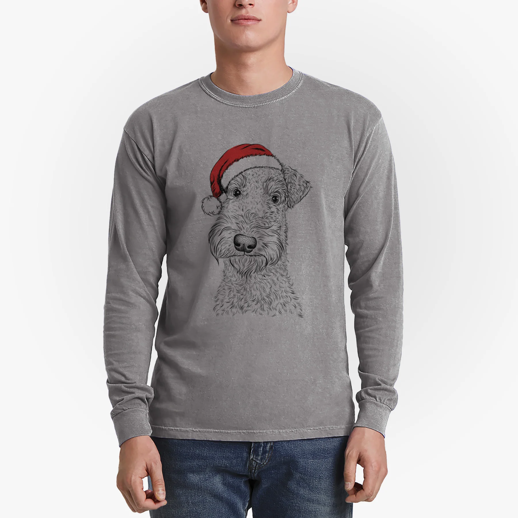 Santa Roc Haven Maggie May the Airedale Terrier - Heavyweight 100% Cotton Long Sleeve - Image 4