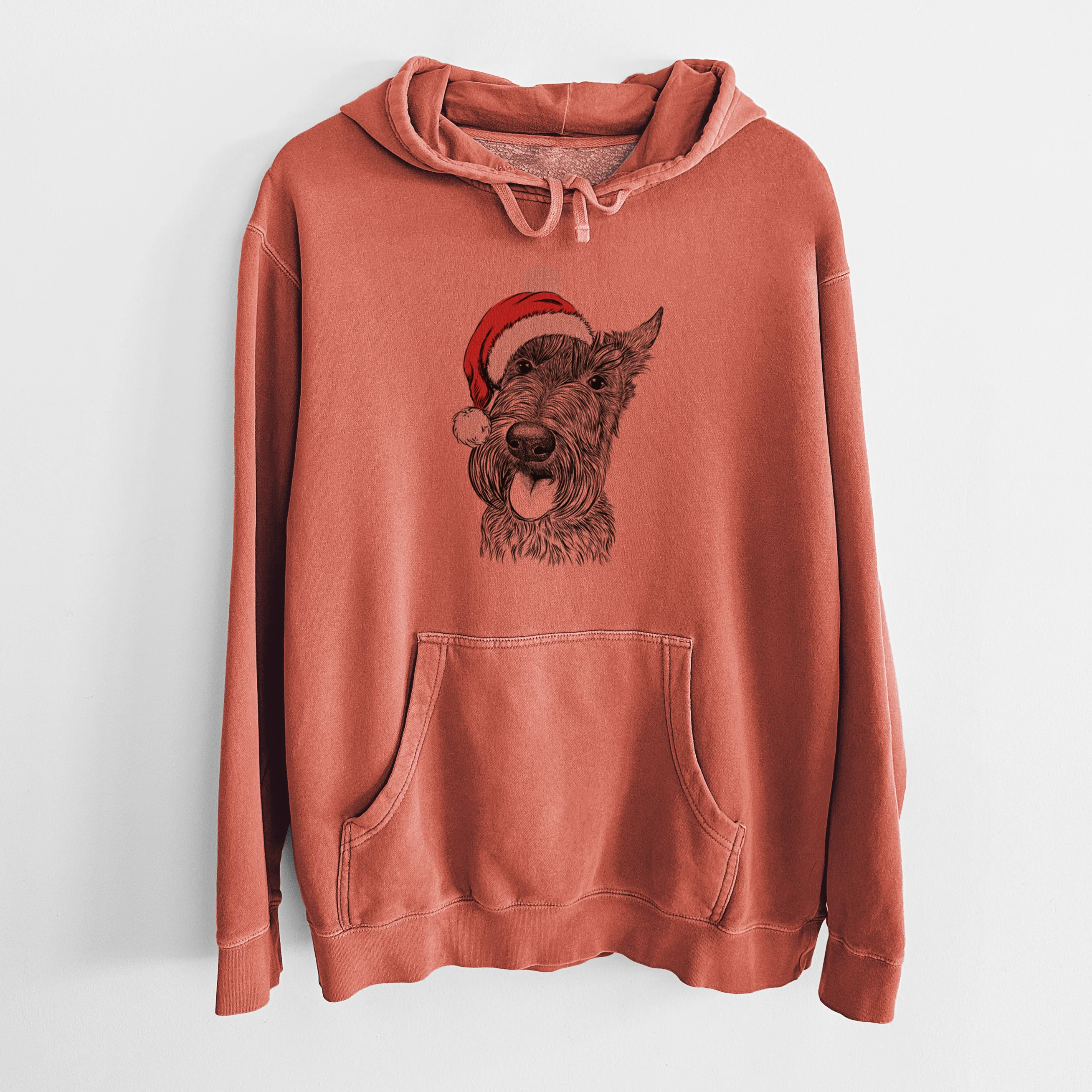 Santa Hat Magnus the Scottish Terrier - Unisex Pigment Dyed Hoodie - Image 9