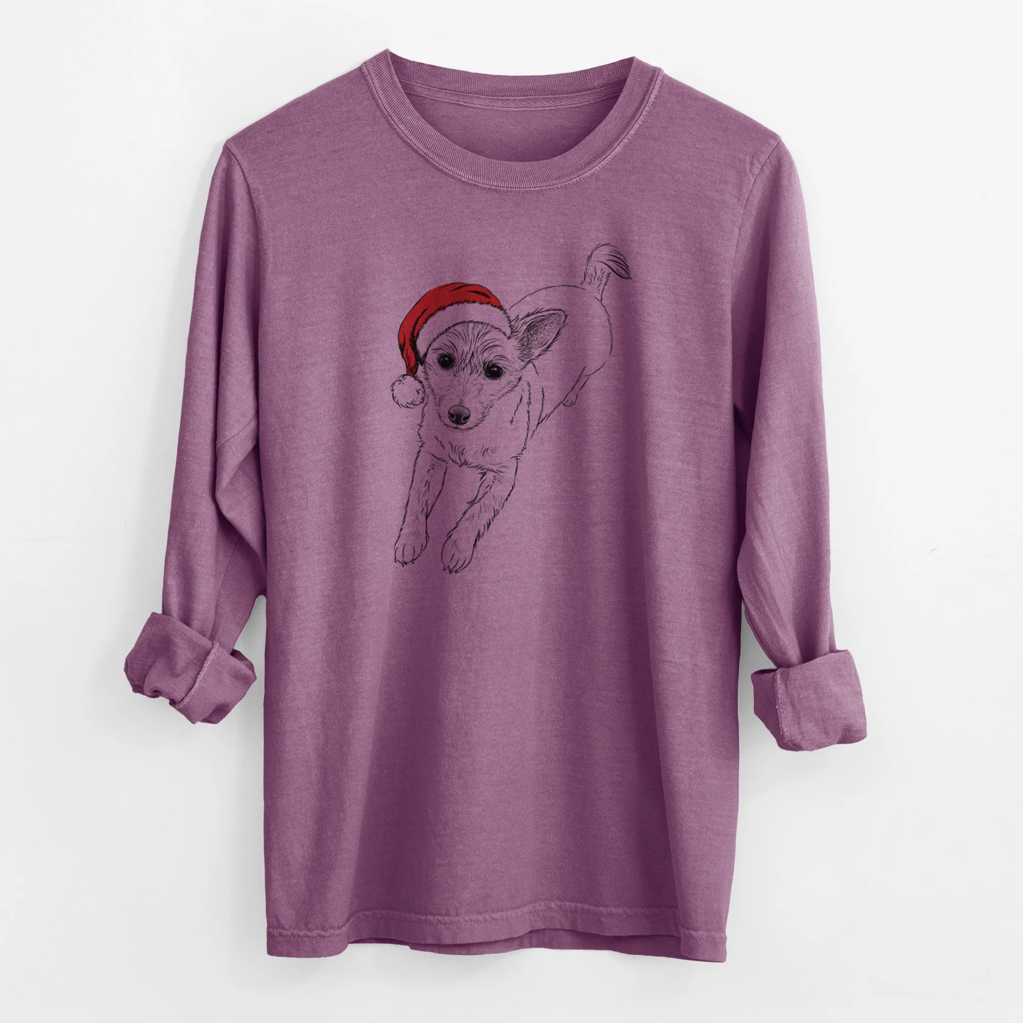 Santa Maisie the Terrier Mix - Men's Heavyweight 100% Cotton Long Sleeve - Image 9