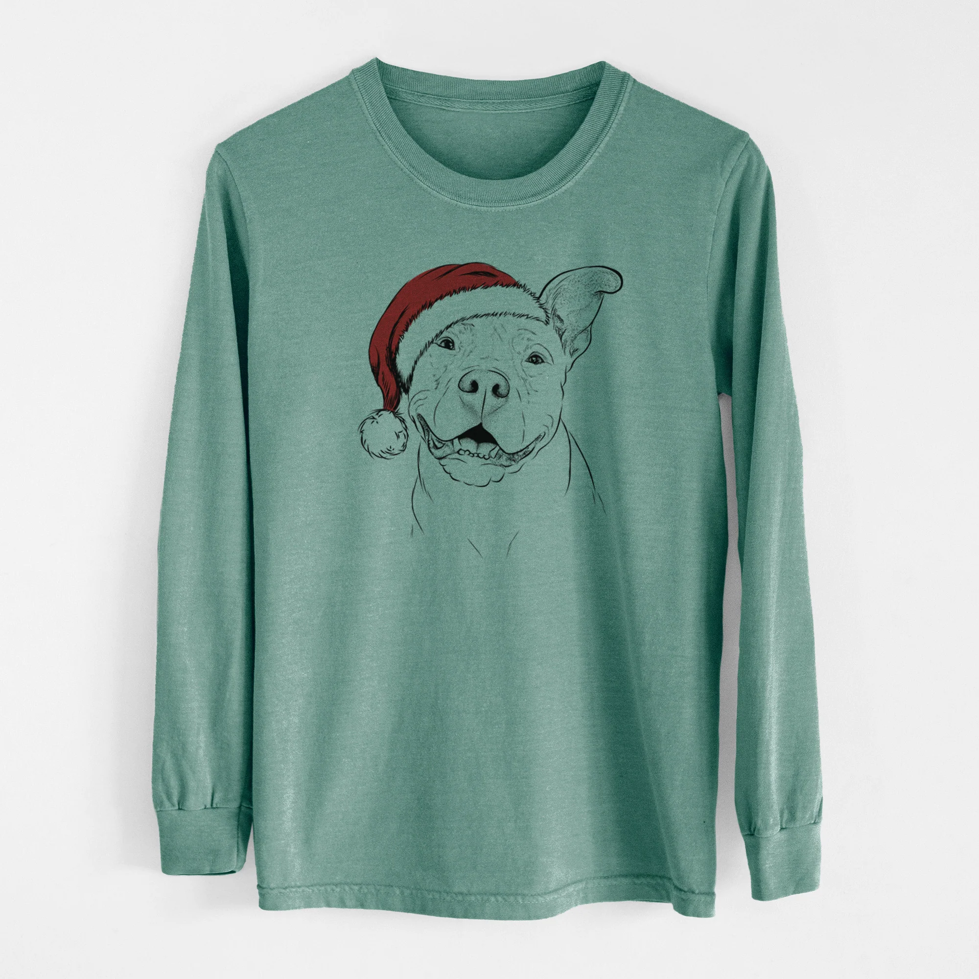 Santa Malibu the Staffordshire Terrier/Pitbull Mix - Men's Heavyweight 100% Cotton Long Sleeve - Image 12