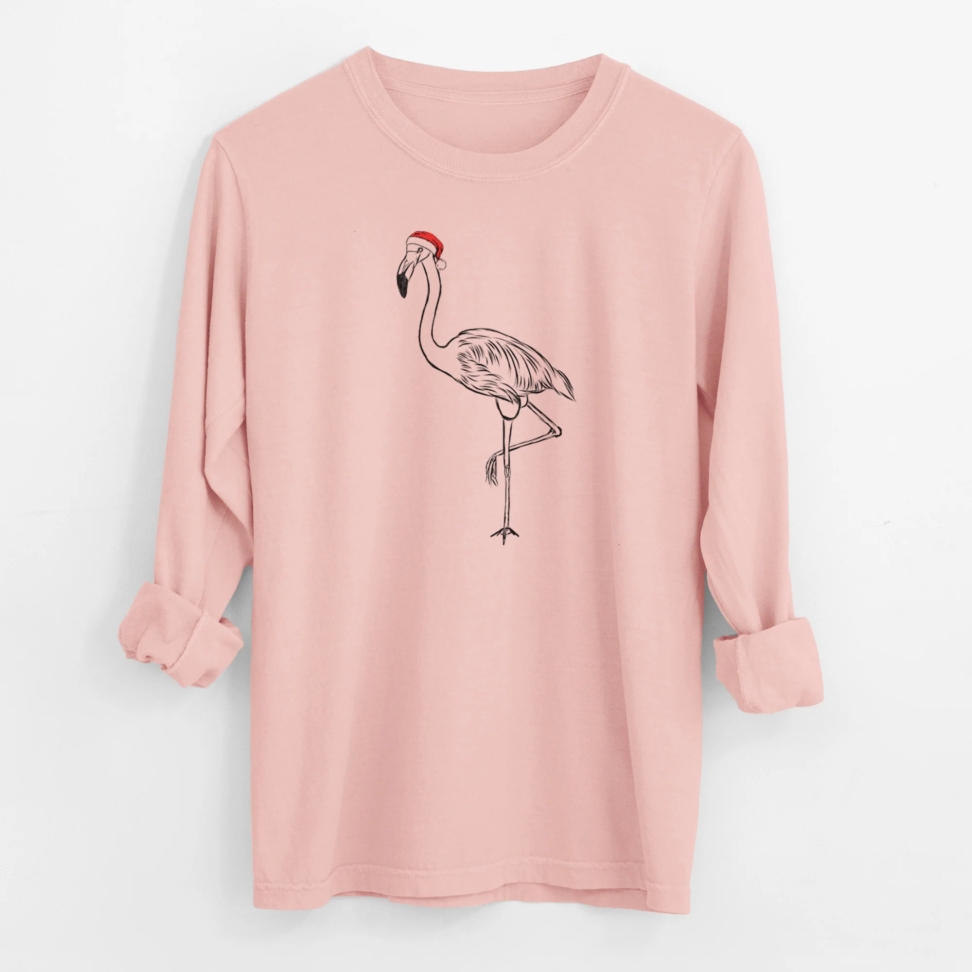 Santa Mango the Flamingo - Men's Heavyweight 100% Cotton Long Sleeve - Image 11