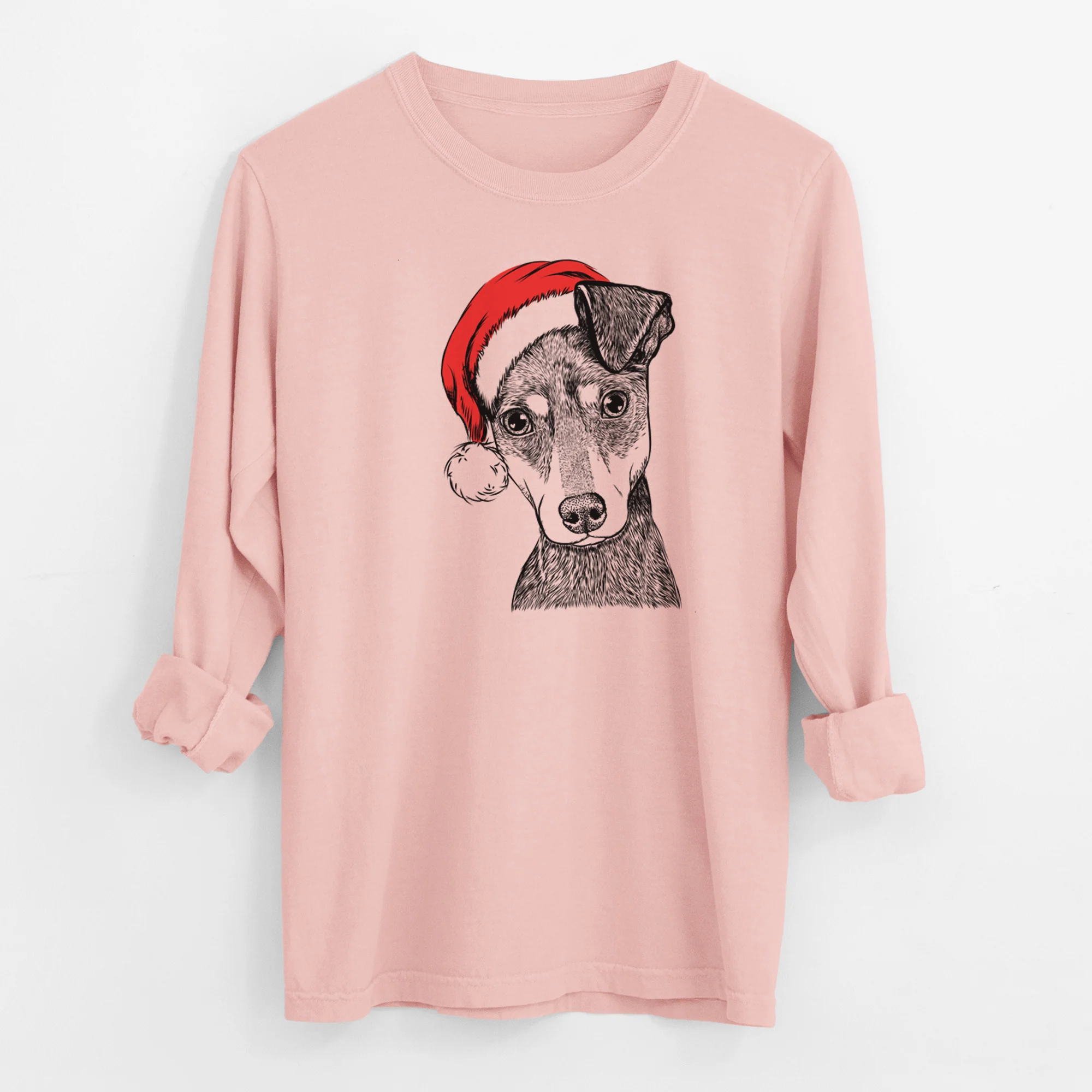 Santa Manny the Manchester Terrier - Men's Heavyweight 100% Cotton Long Sleeve - Image 11