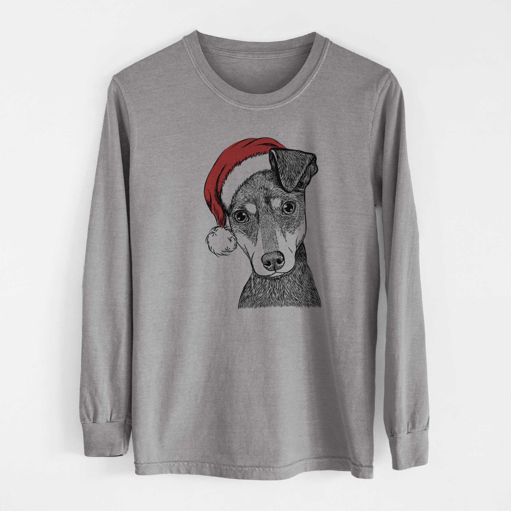 Santa Manny the Manchester Terrier - Men's Heavyweight 100% Cotton Long Sleeve - Image 7