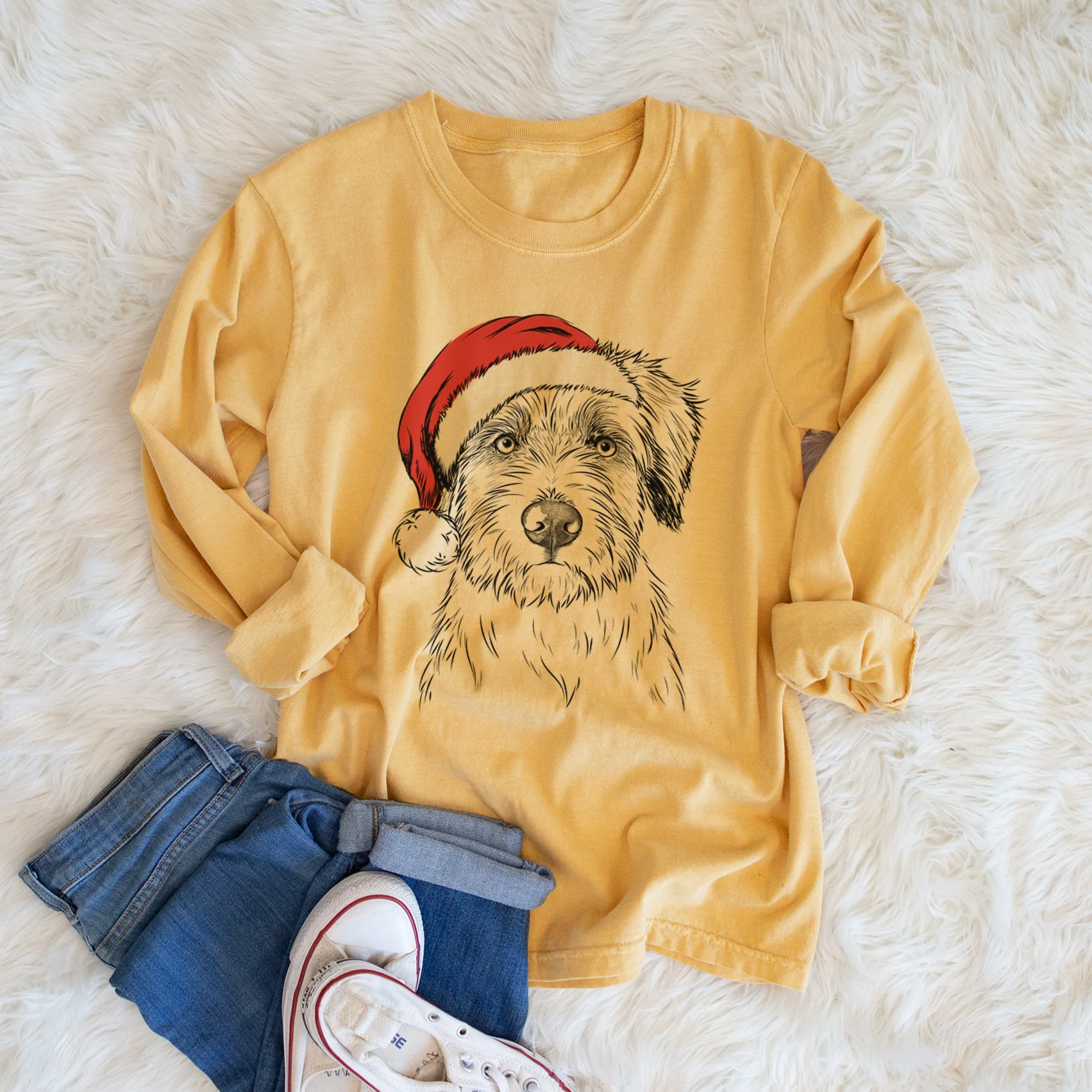 Santa Marek the Bernedoodle - Heavyweight 100% Cotton Long Sleeve - Image 5