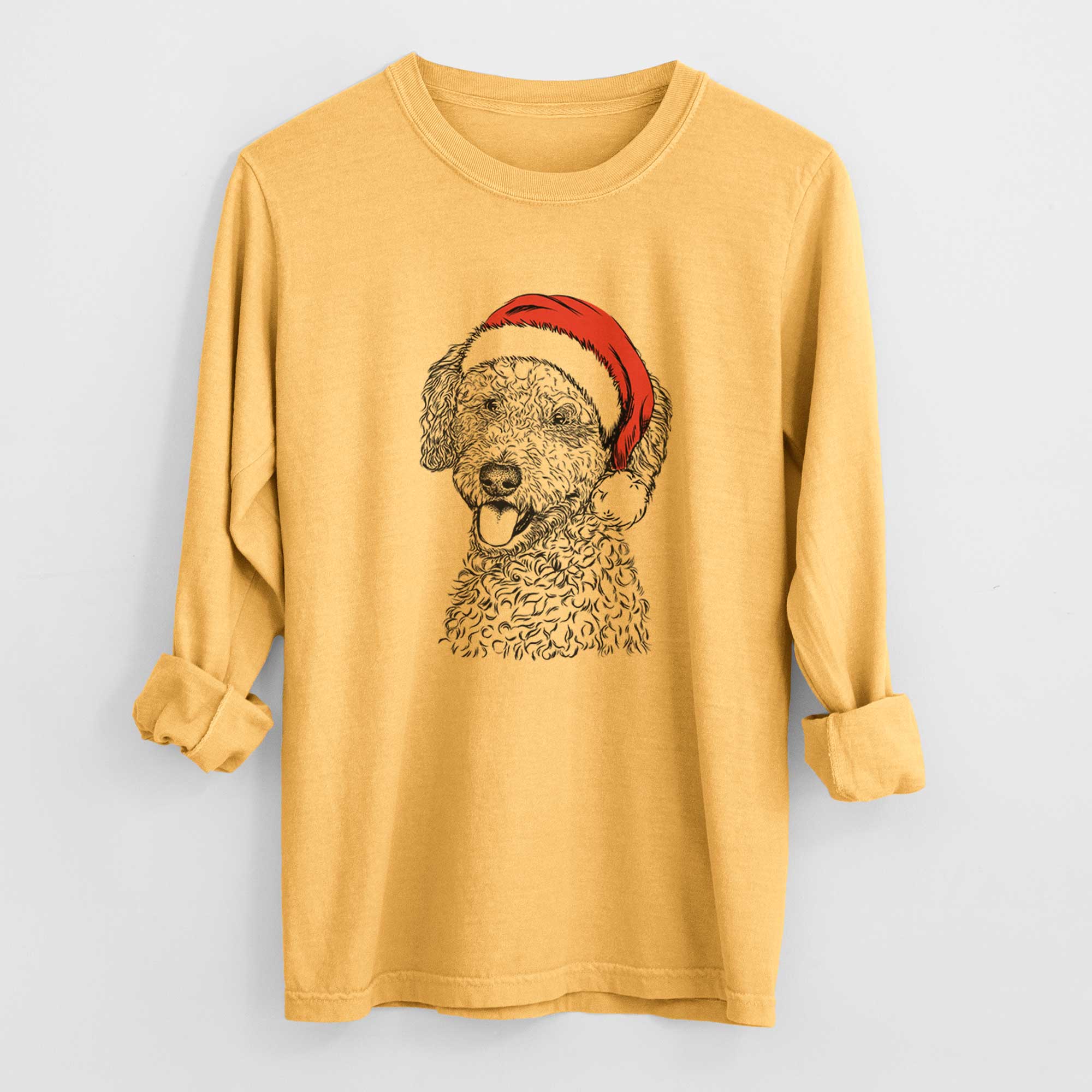 Santa Marlow the Goldendoodle - Men's Heavyweight 100% Cotton Long Sleeve - Image 3