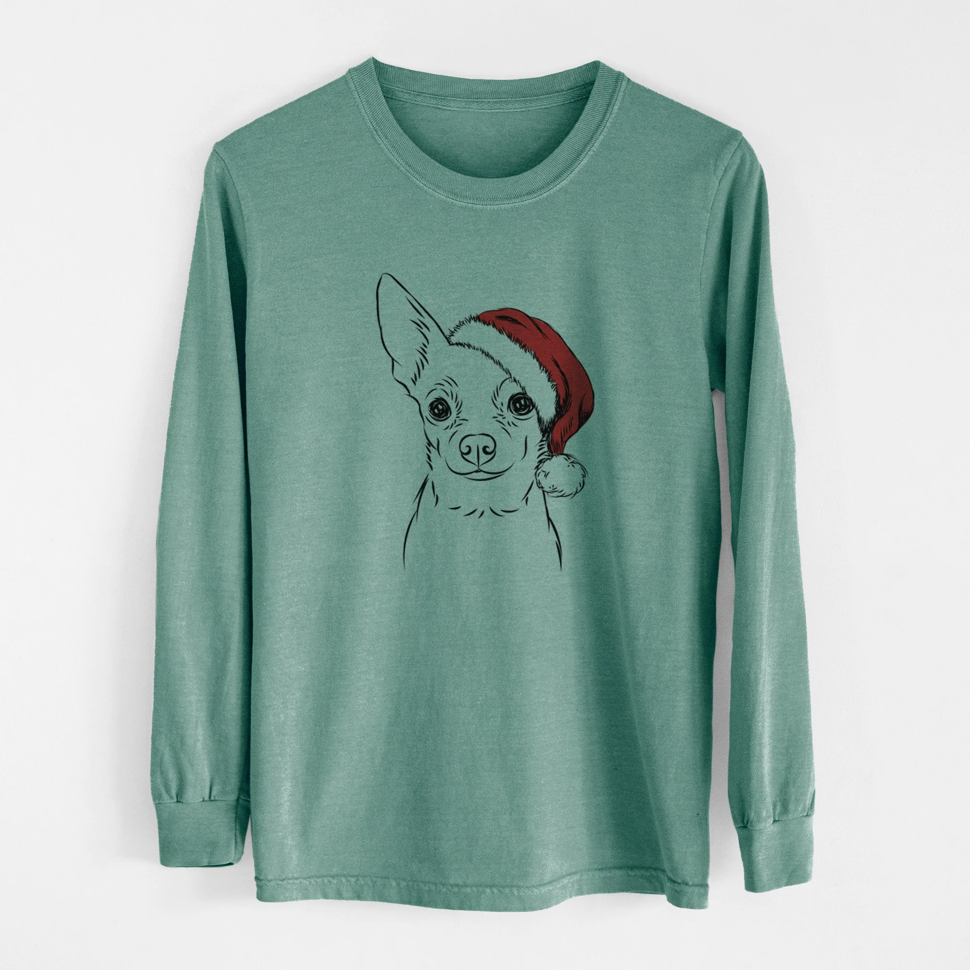Santa Martini the Chihuahua - Men's Heavyweight 100% Cotton Long Sleeve - Image 12
