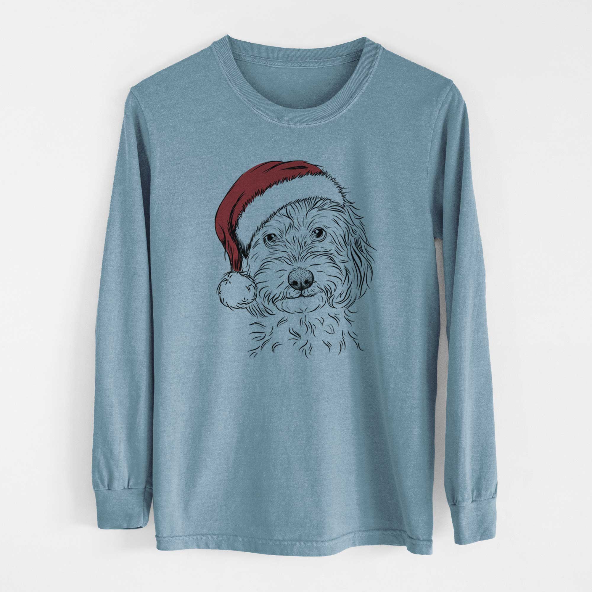 Santa Mason the Cavapoo - Men's Heavyweight 100% Cotton Long Sleeve - Image 8