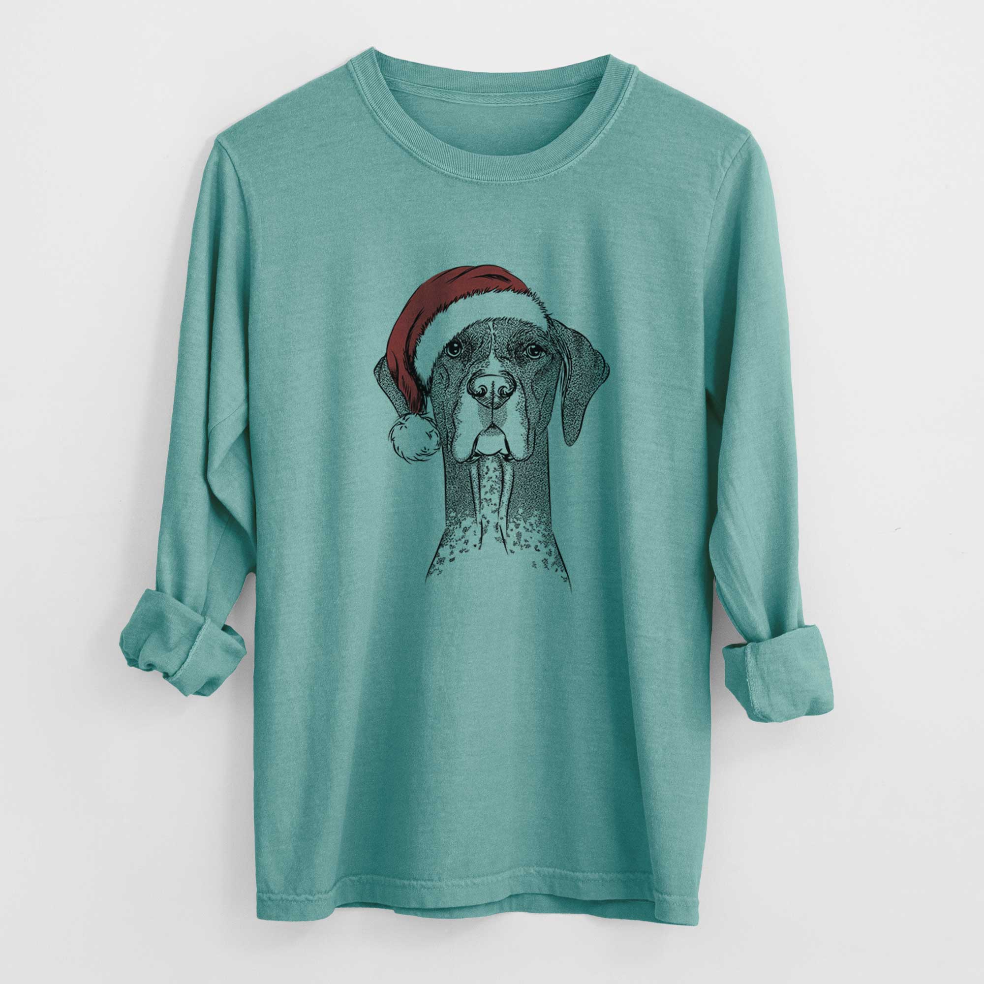 Santa Mattis the German Shorthaired Pointer - Men's Heavyweight 100% Cotton Long Sleeve - Image 9