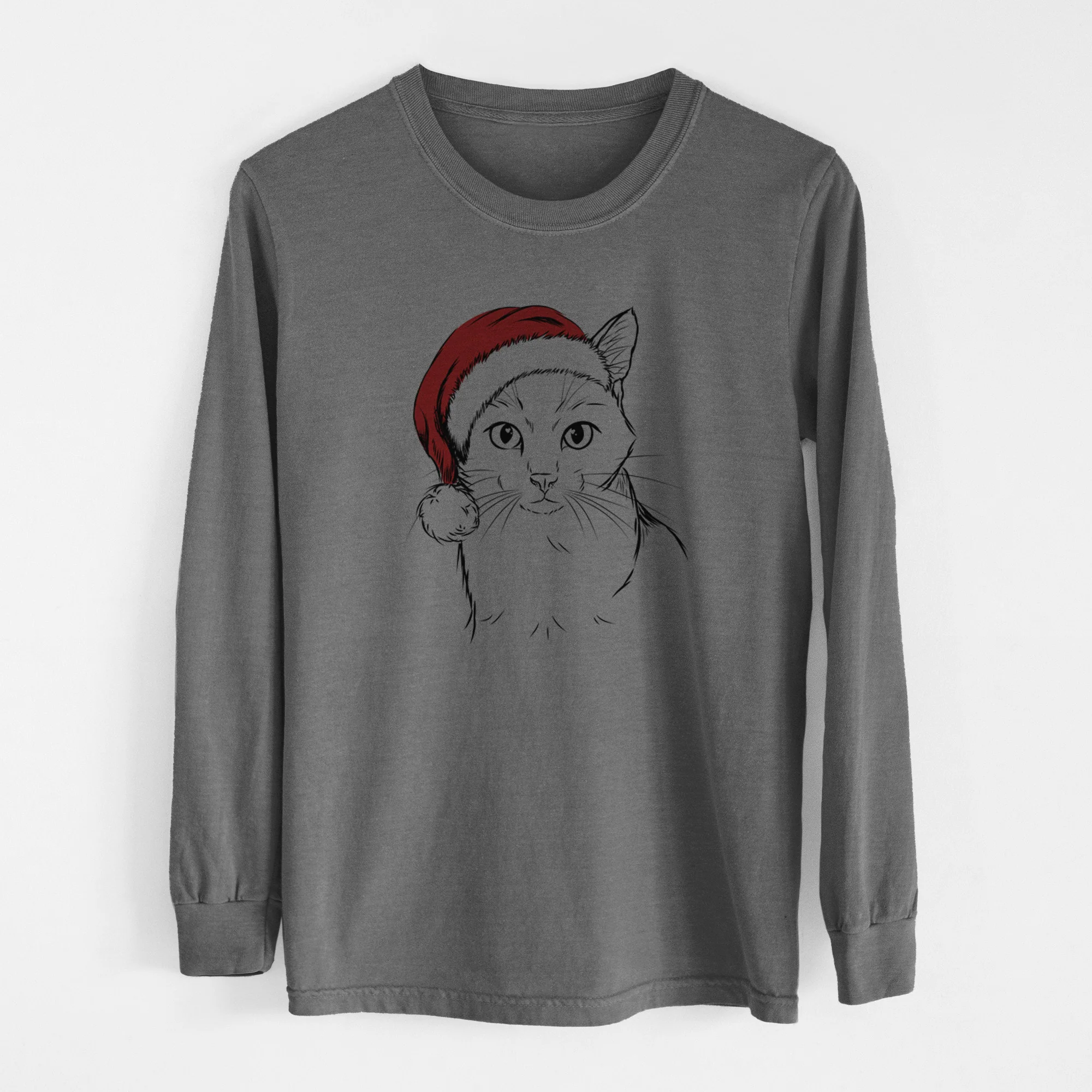 Santa Maverick the Cat - Men's Heavyweight 100% Cotton Long Sleeve - Image 14