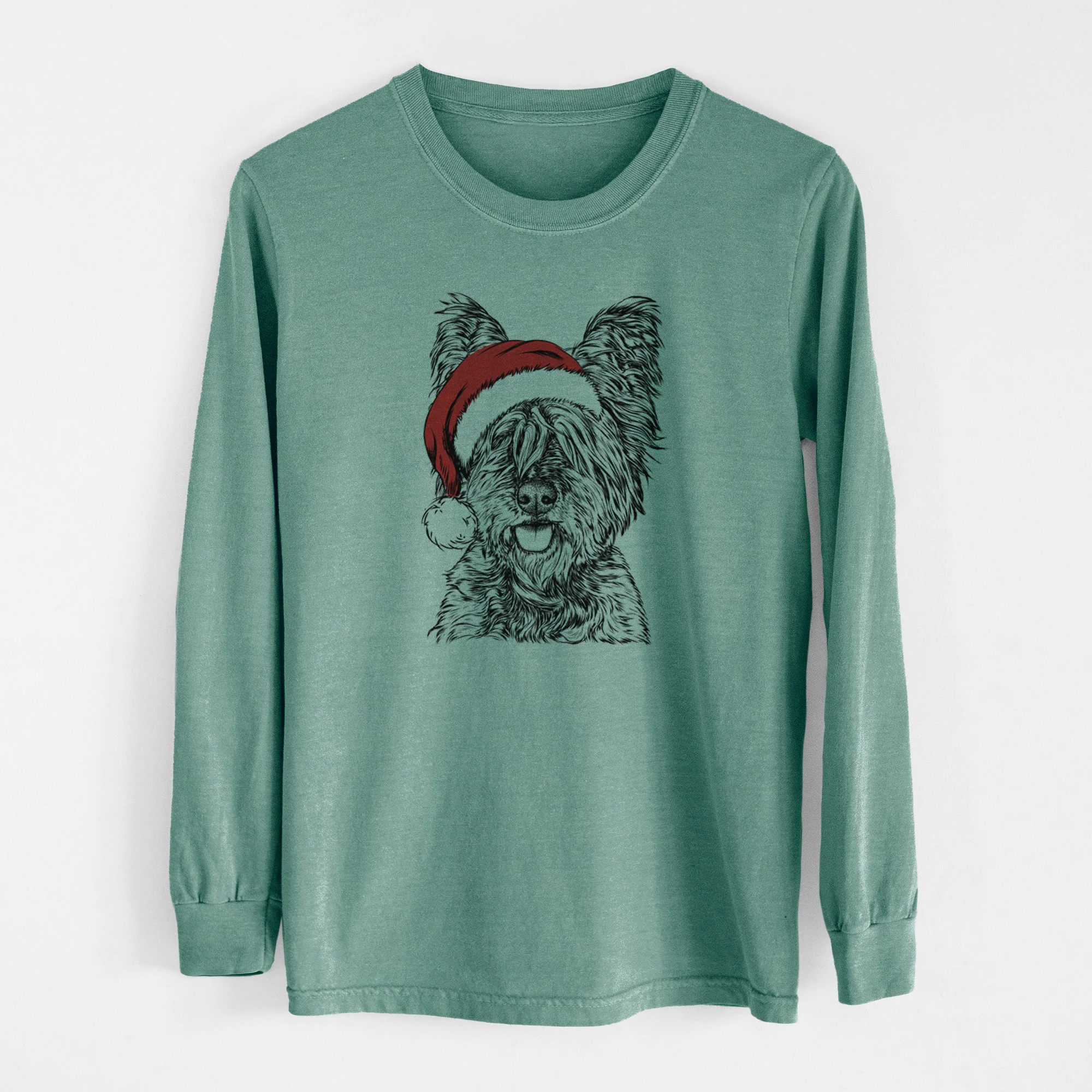 Santa McDuff the Cairn Terrier - Men's Heavyweight 100% Cotton Long Sleeve - Image 12