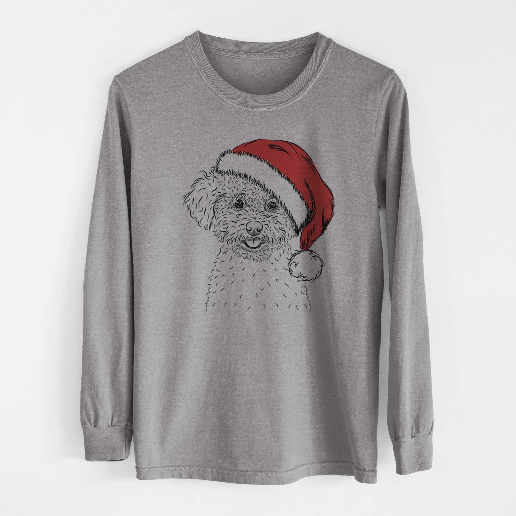 Santa Mickey the Bichon Frise - Men's Heavyweight 100% Cotton Long Sleeve - Image 7