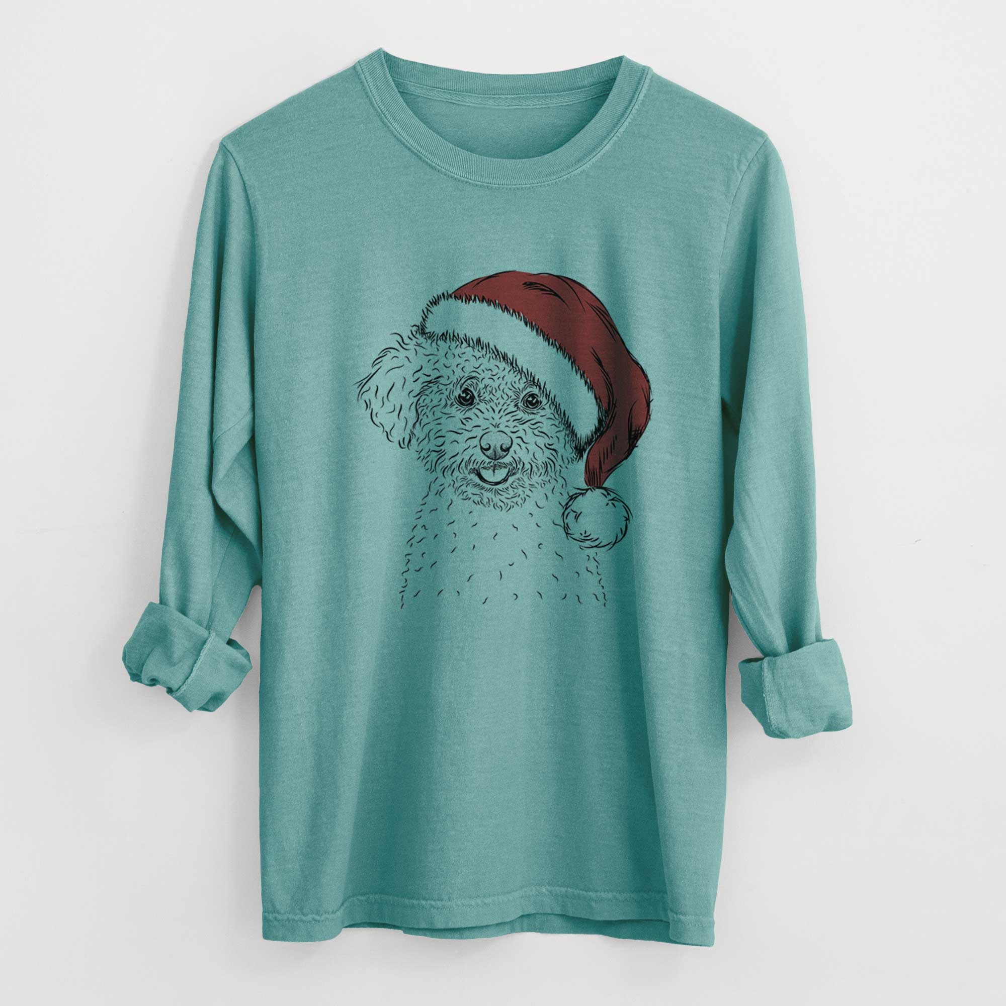 Santa Mickey the Bichon Frise - Men's Heavyweight 100% Cotton Long Sleeve - Image 9