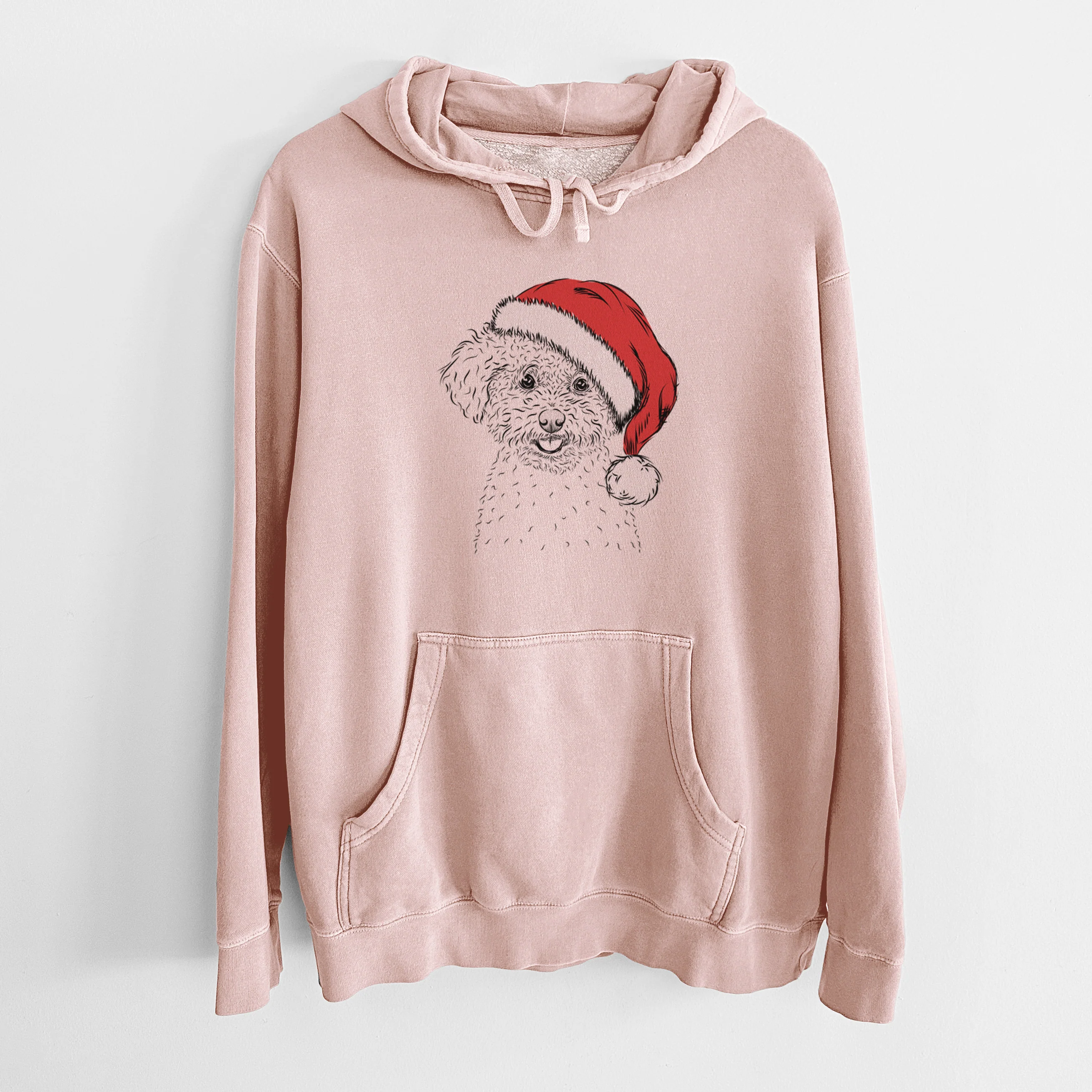 Santa Hat Mickey the Bichon Frise - Unisex Pigment Dyed Hoodie - Image 6