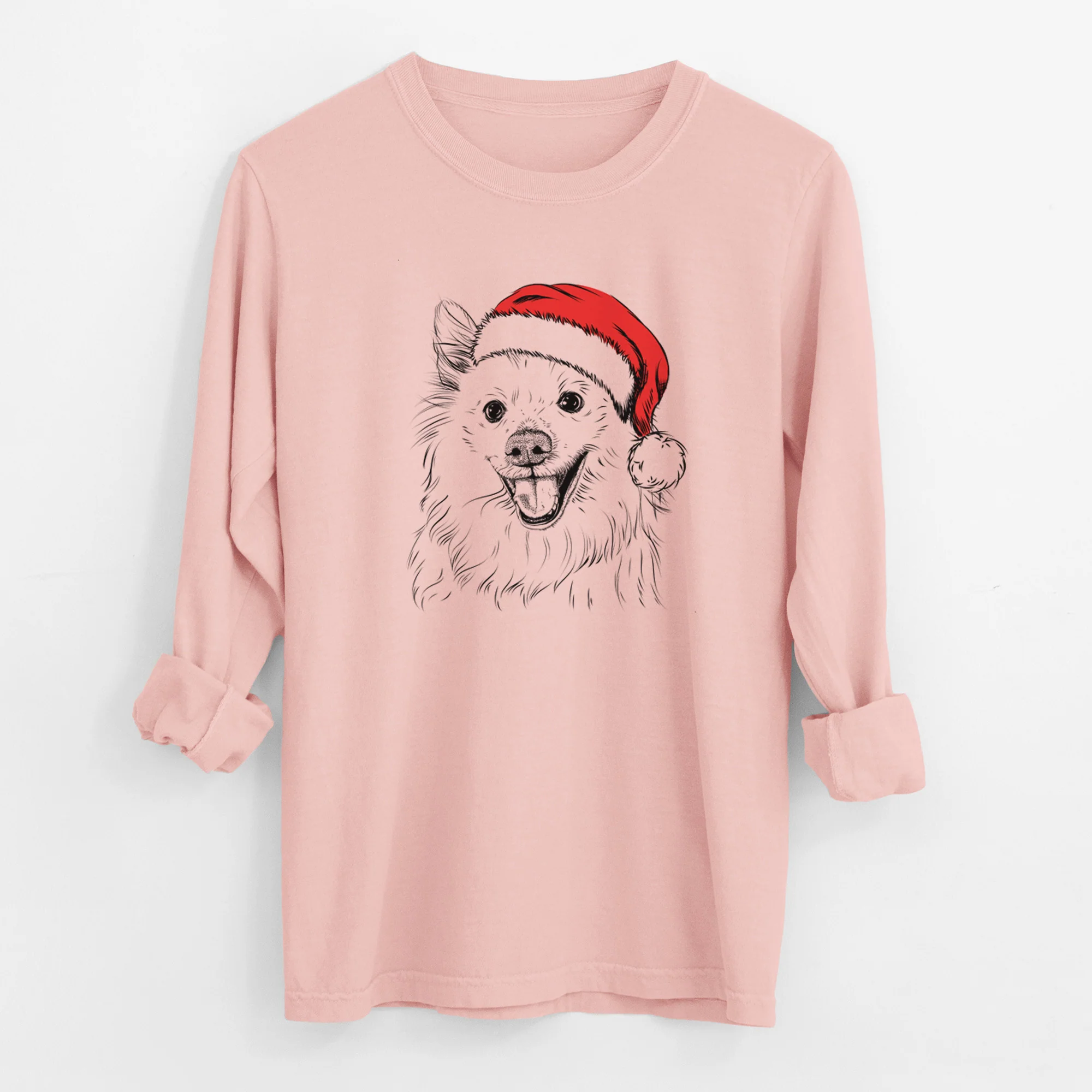 Santa Miki the American Eskimo - Men's Heavyweight 100% Cotton Long Sleeve - Image 11