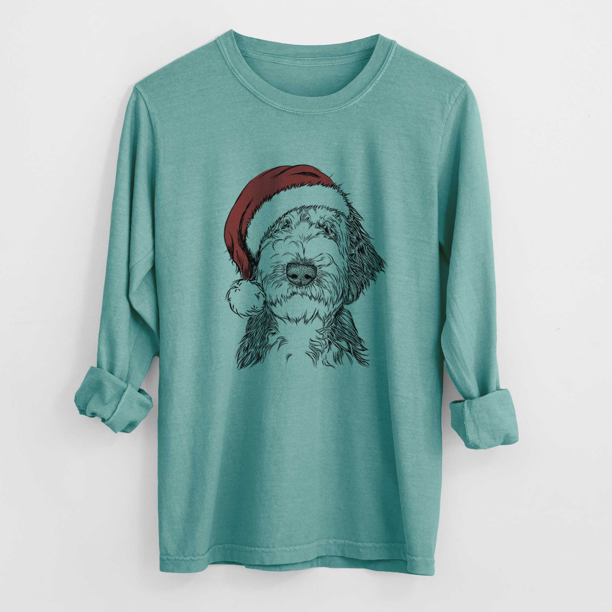Santa Milo Fluff the Sheepadoodle - Men's Heavyweight 100% Cotton Long Sleeve - Image 9