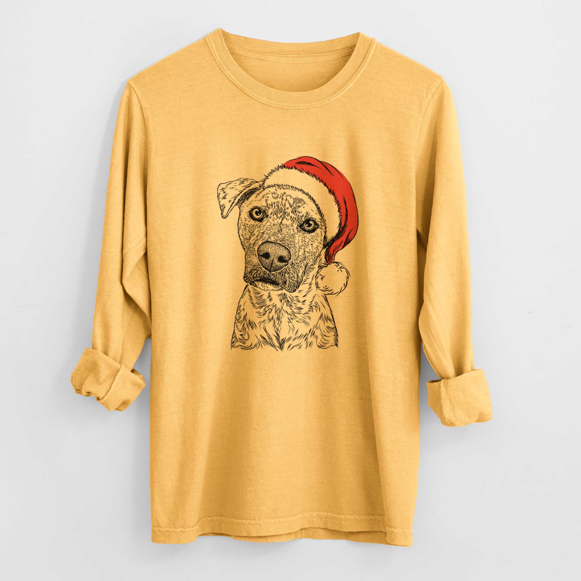Santa Monster Baby the Pitbull Mix - Men's Heavyweight 100% Cotton Long Sleeve - Image 3
