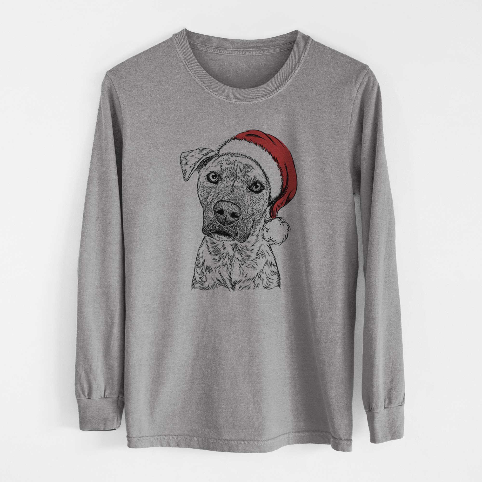 Santa Monster Baby the Pitbull Mix - Men's Heavyweight 100% Cotton Long Sleeve - Image 7
