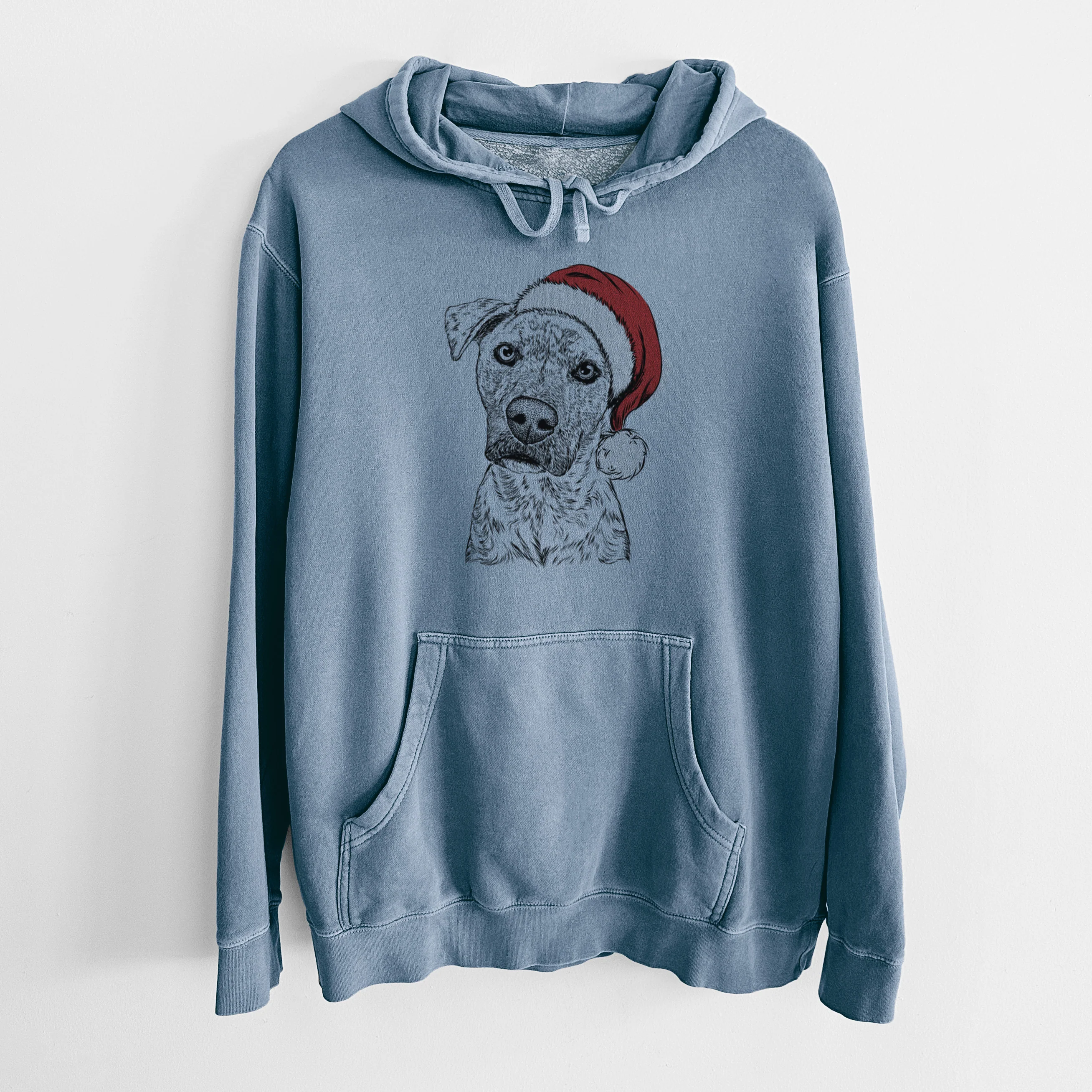 Santa Hat Monster Baby the Pitbull Mix - Unisex Pigment Dyed Hoodie - Image 7