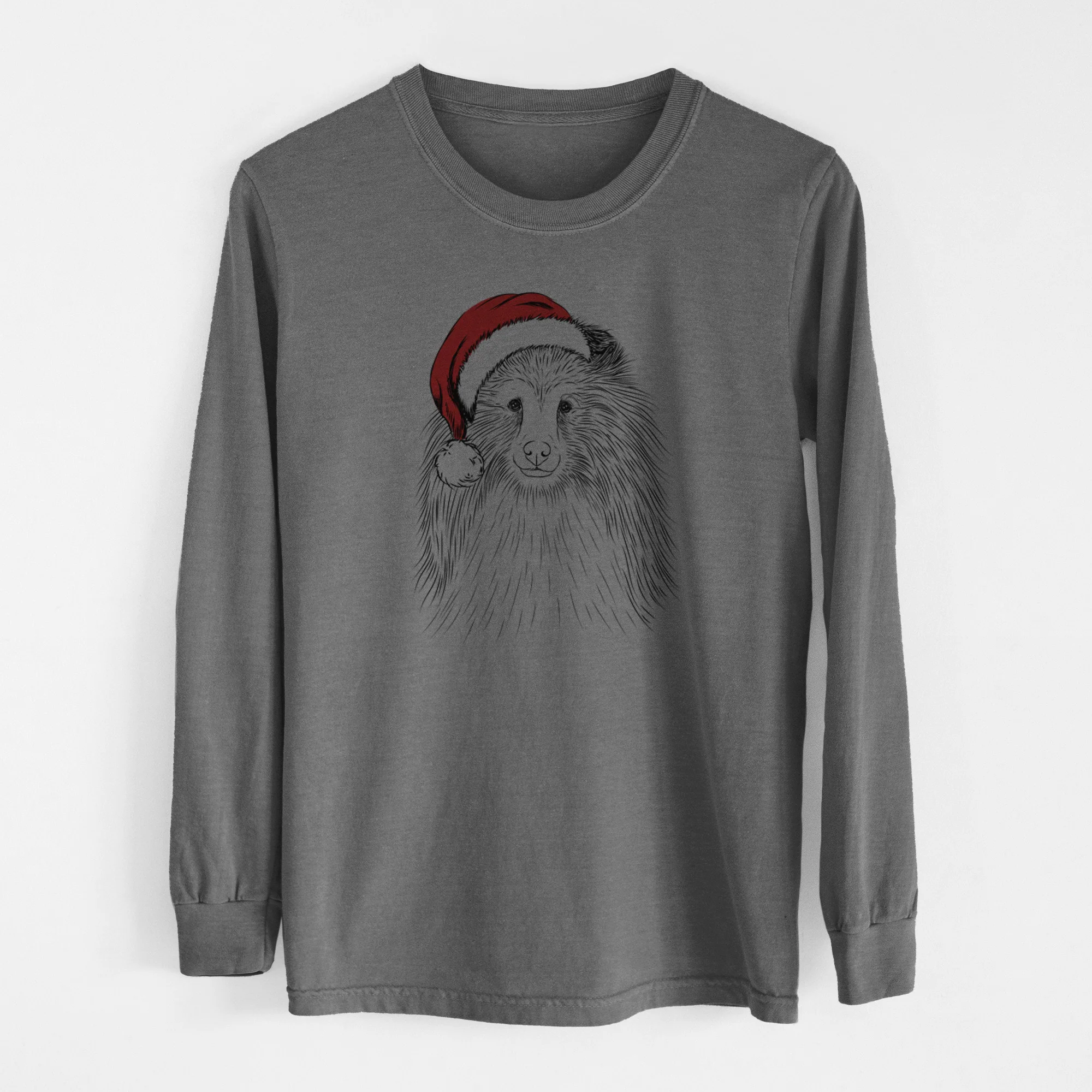 Santa Moxie the Shetland Sheepdog - Men's Heavyweight 100% Cotton Long Sleeve - Image 14