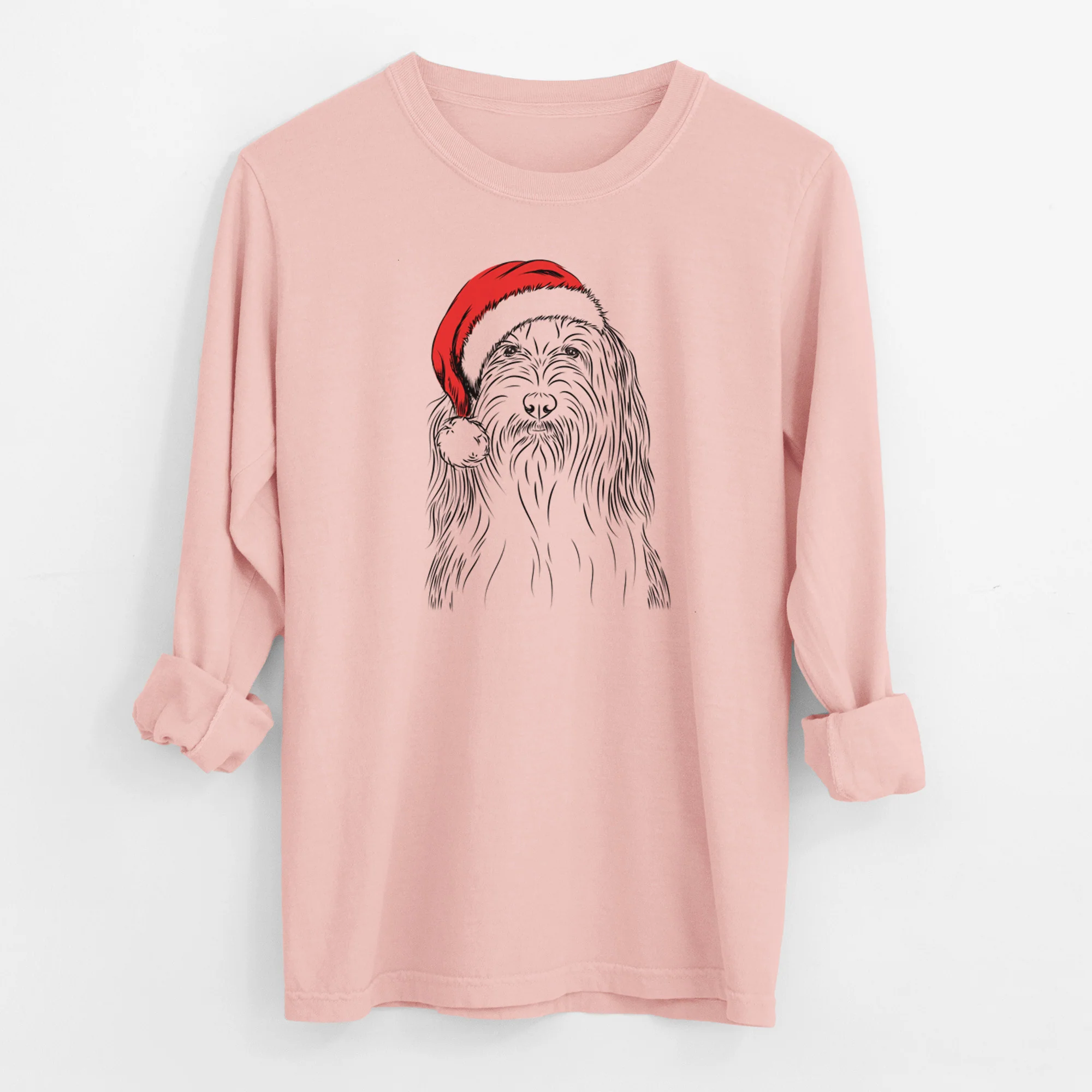 Santa Murray the Bearded Collie - Men's Heavyweight 100% Cotton Long Sleeve - Image 11
