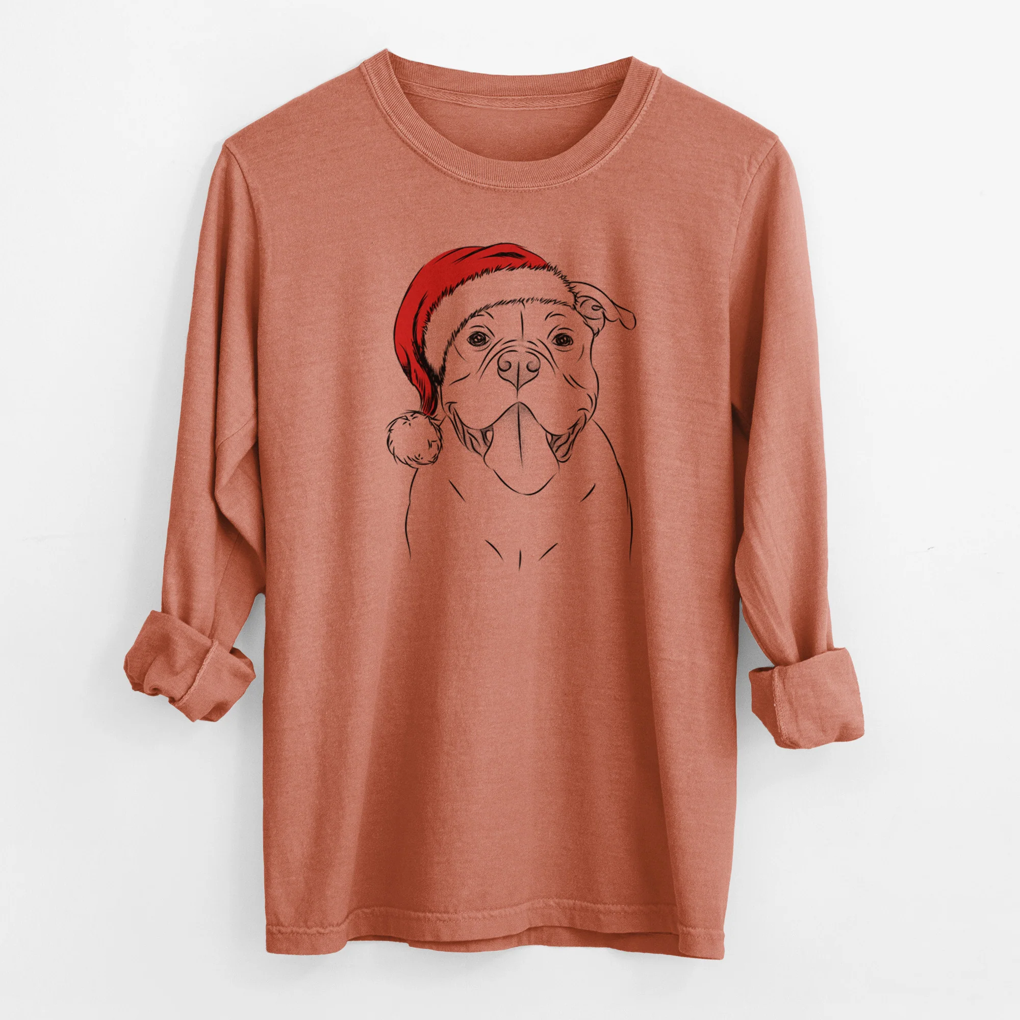 Santa Nacho the American Bully - Men's Heavyweight 100% Cotton Long Sleeve - Image 13