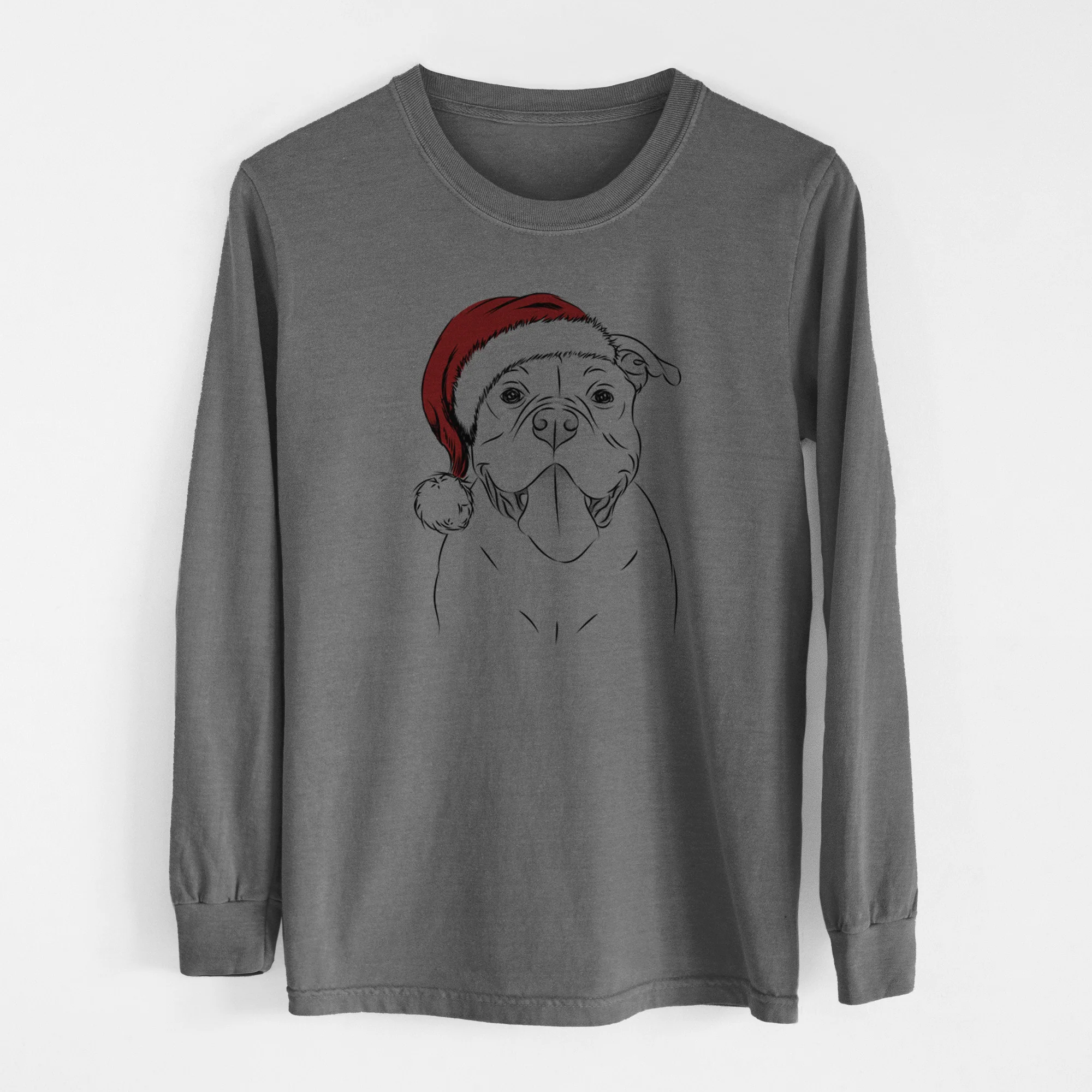 Santa Nacho the American Bully - Men's Heavyweight 100% Cotton Long Sleeve - Image 14