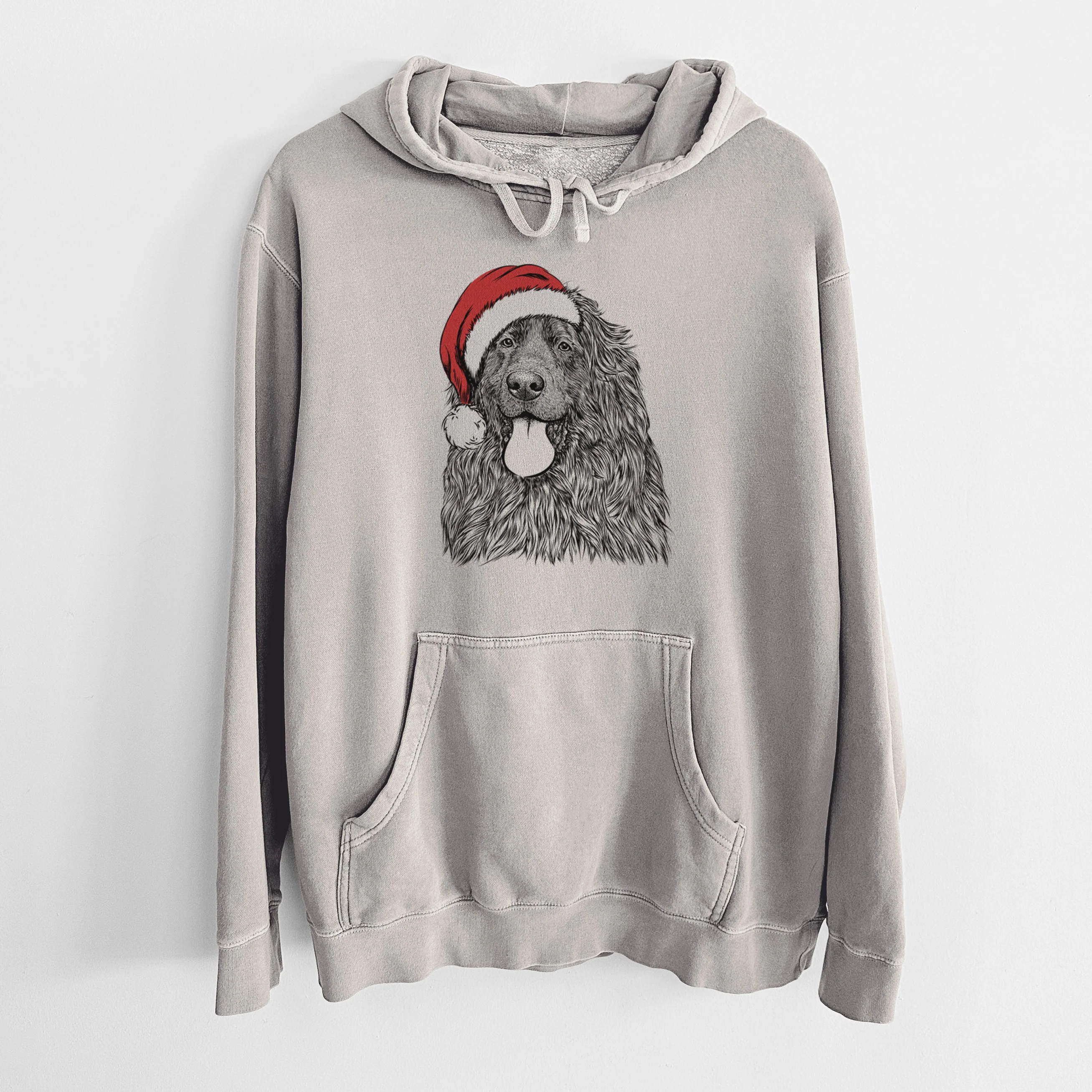 Santa Hat Neptune the Newfoundland - Unisex Pigment Dyed Hoodie - Image 5